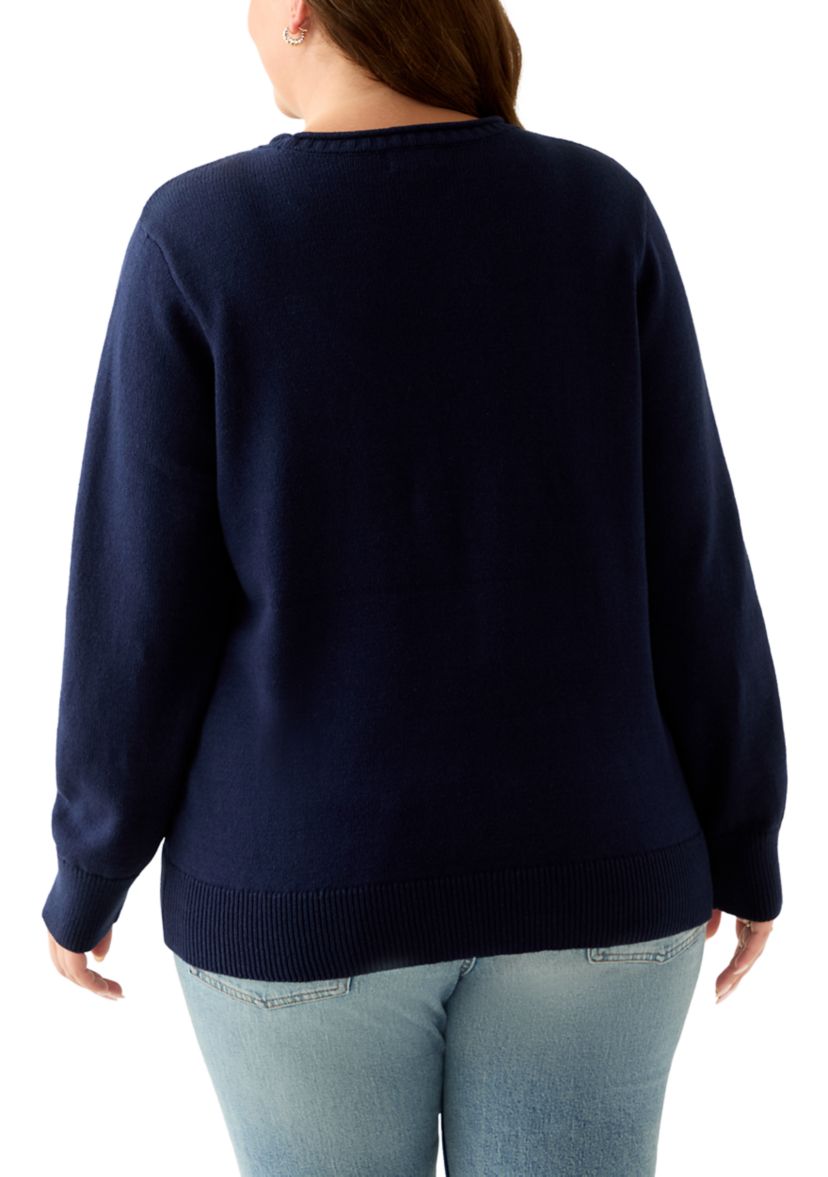 Plus Size Intarsia Pullover Sweater