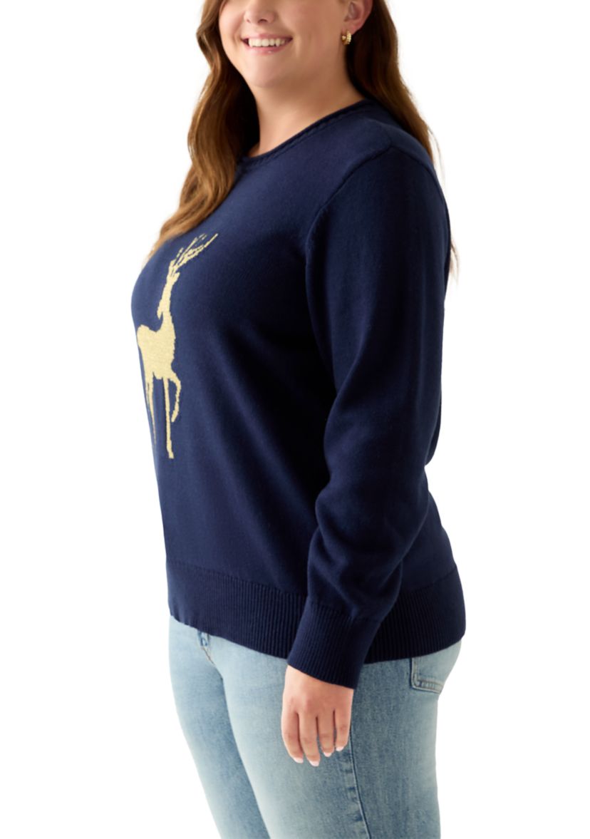 Plus Size Intarsia Pullover Sweater