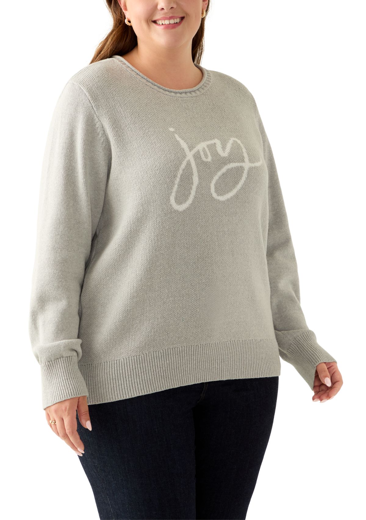 Plus Size Intarsia Pullover Sweater