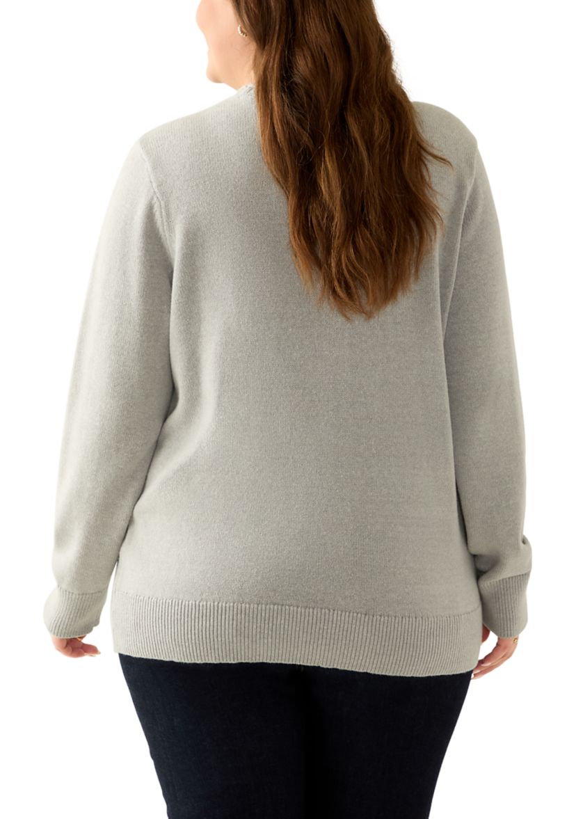 Plus Size Intarsia Pullover Sweater