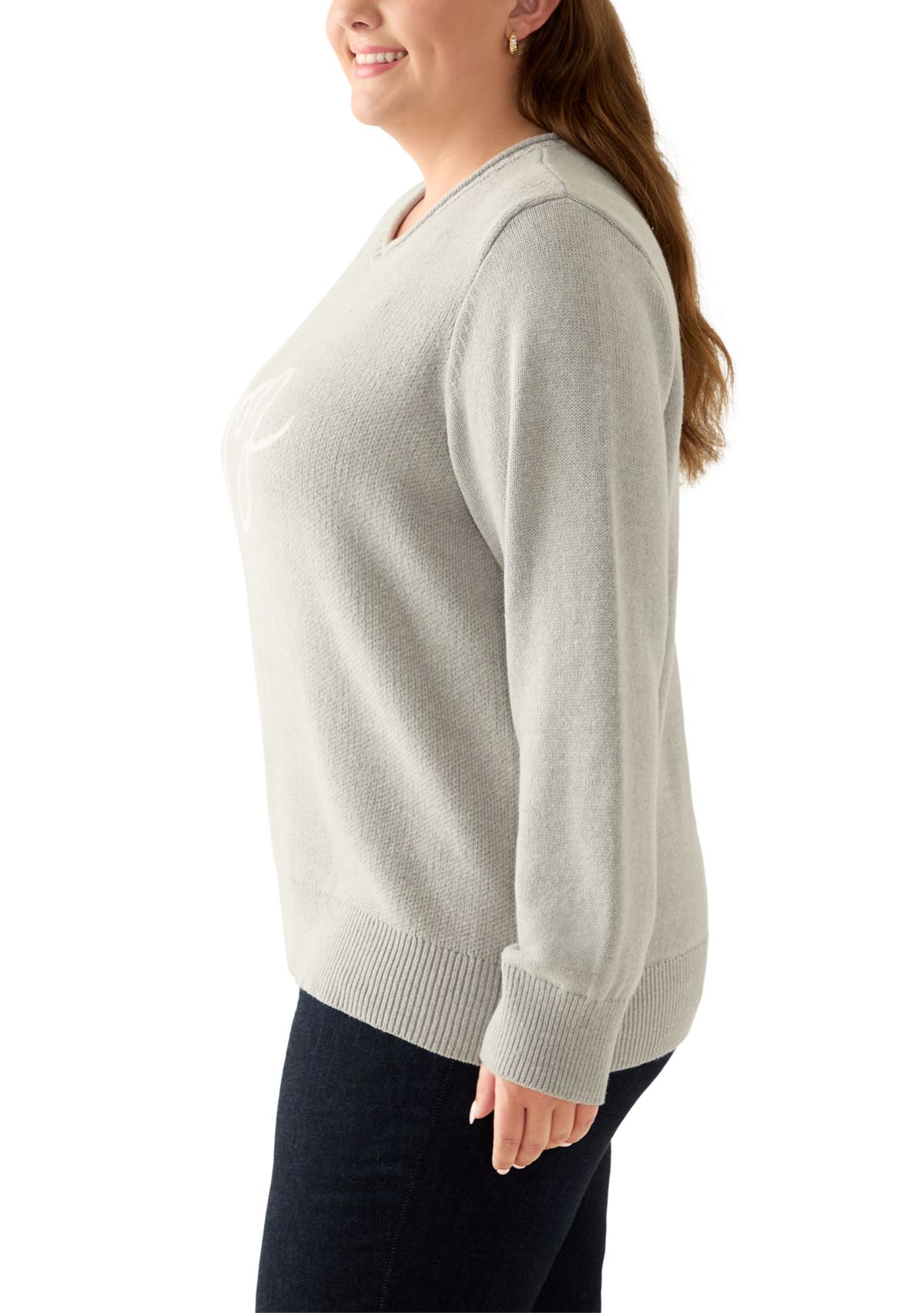 Plus Size Intarsia Pullover Sweater