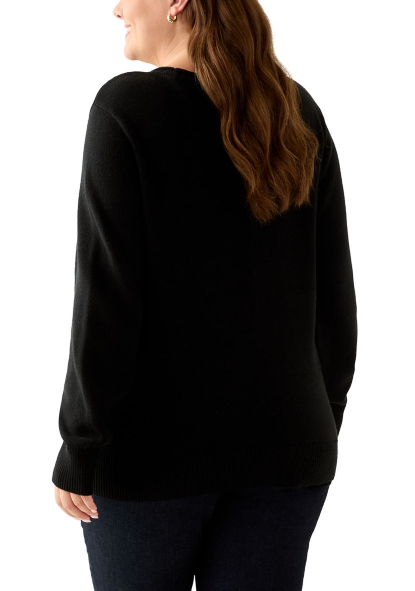 Plus Size Intarsia Pullover Sweater