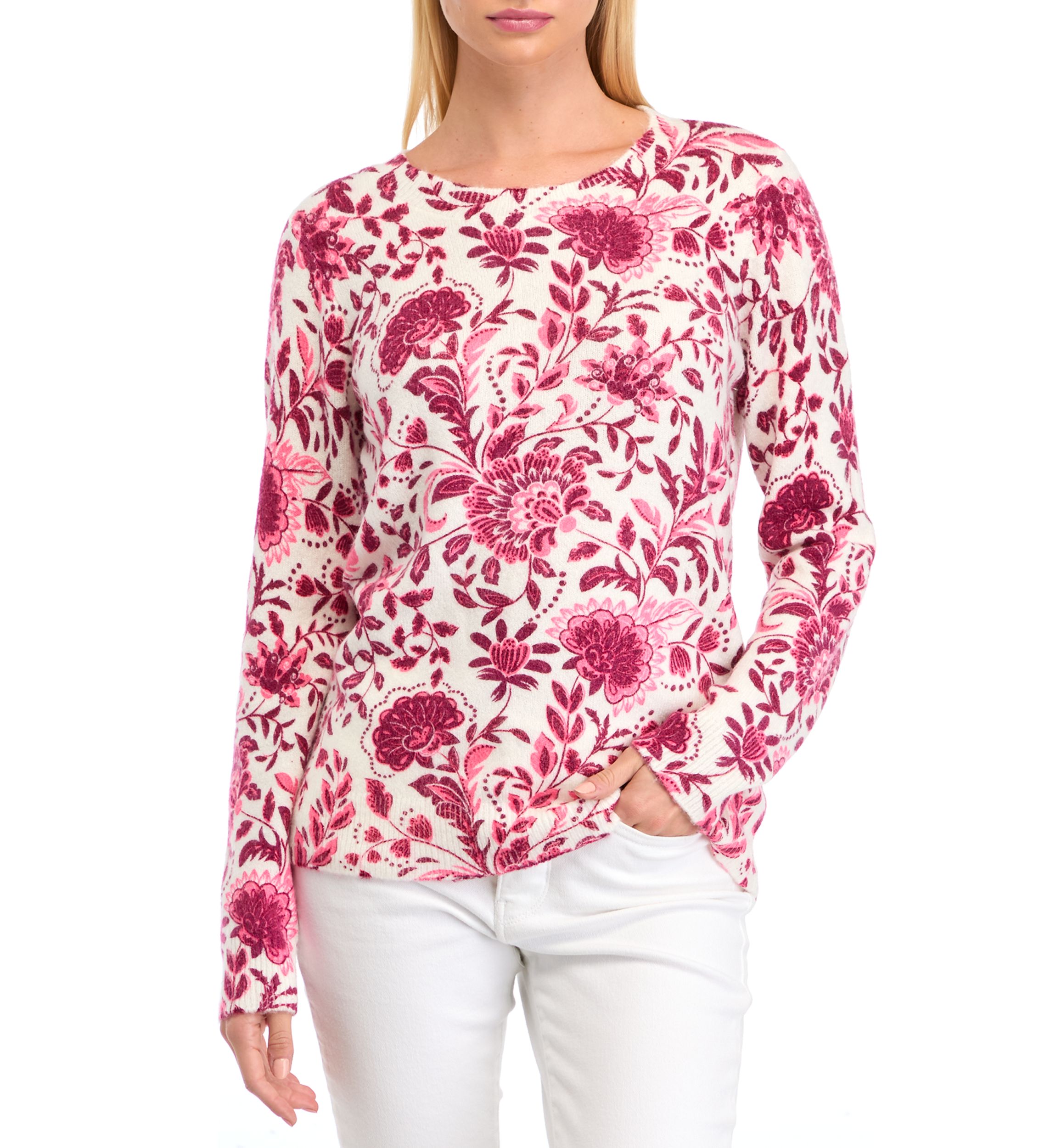 Womens Long Sleeve Printed Sweater 