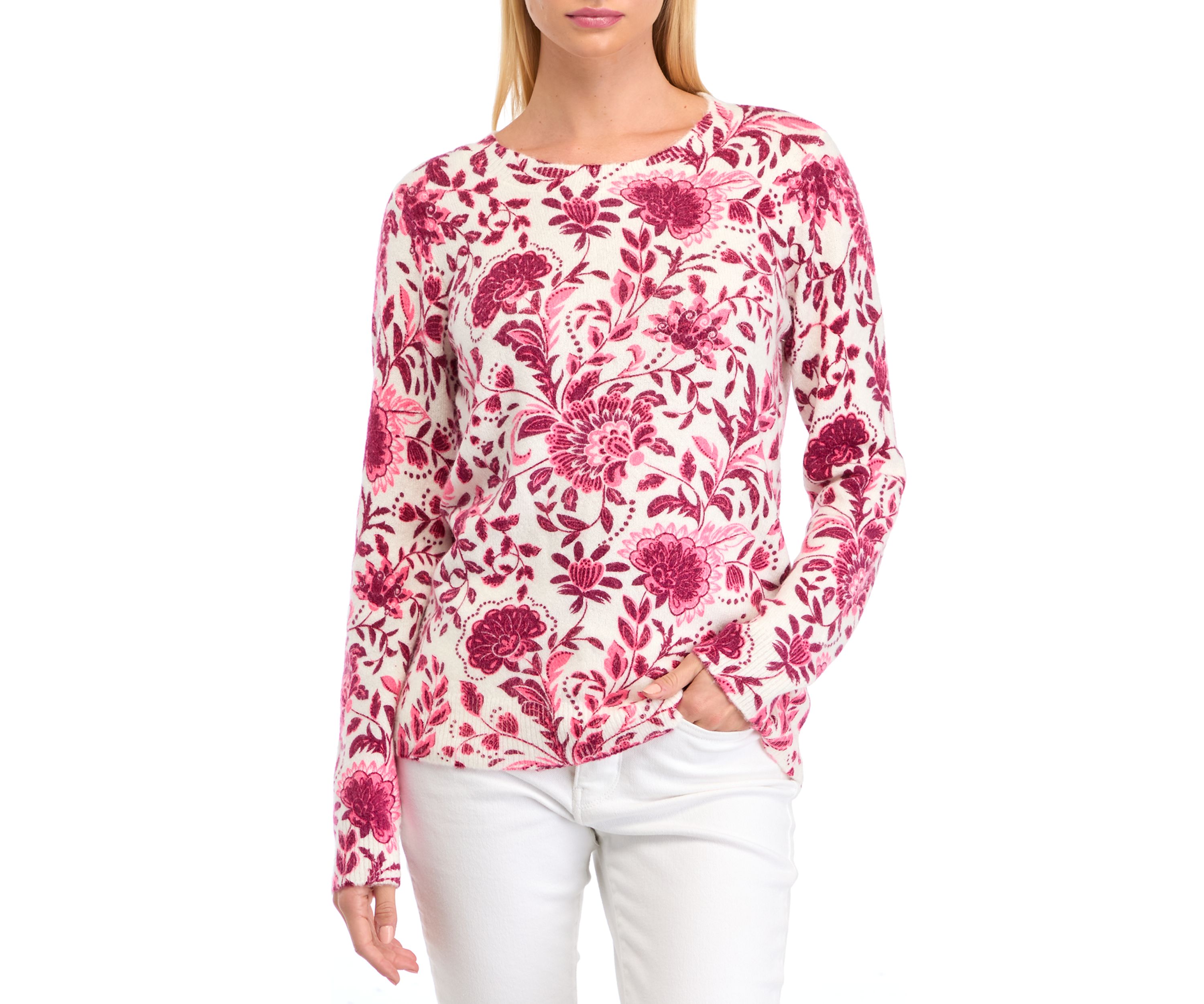Womens Long Sleeve Printed Sweater 
