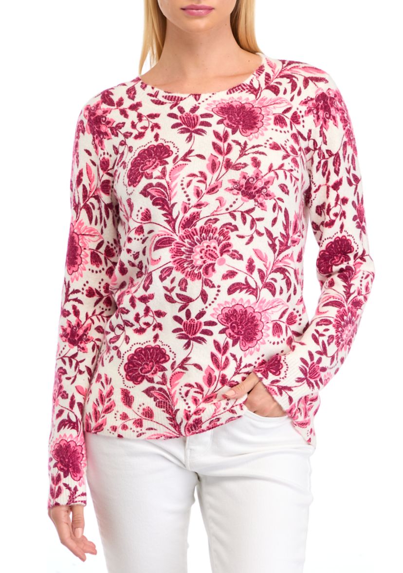 Womens Long Sleeve Printed Sweater 