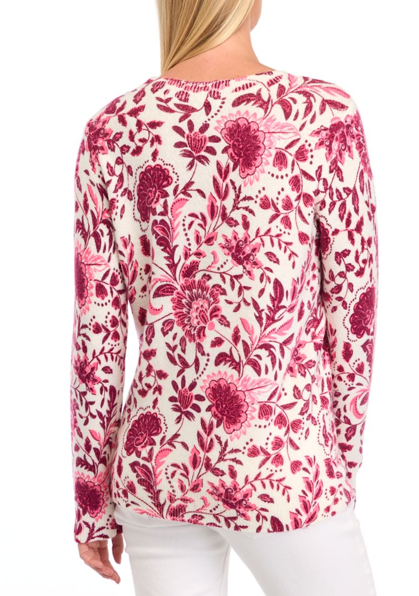 Womens Long Sleeve Printed Sweater 