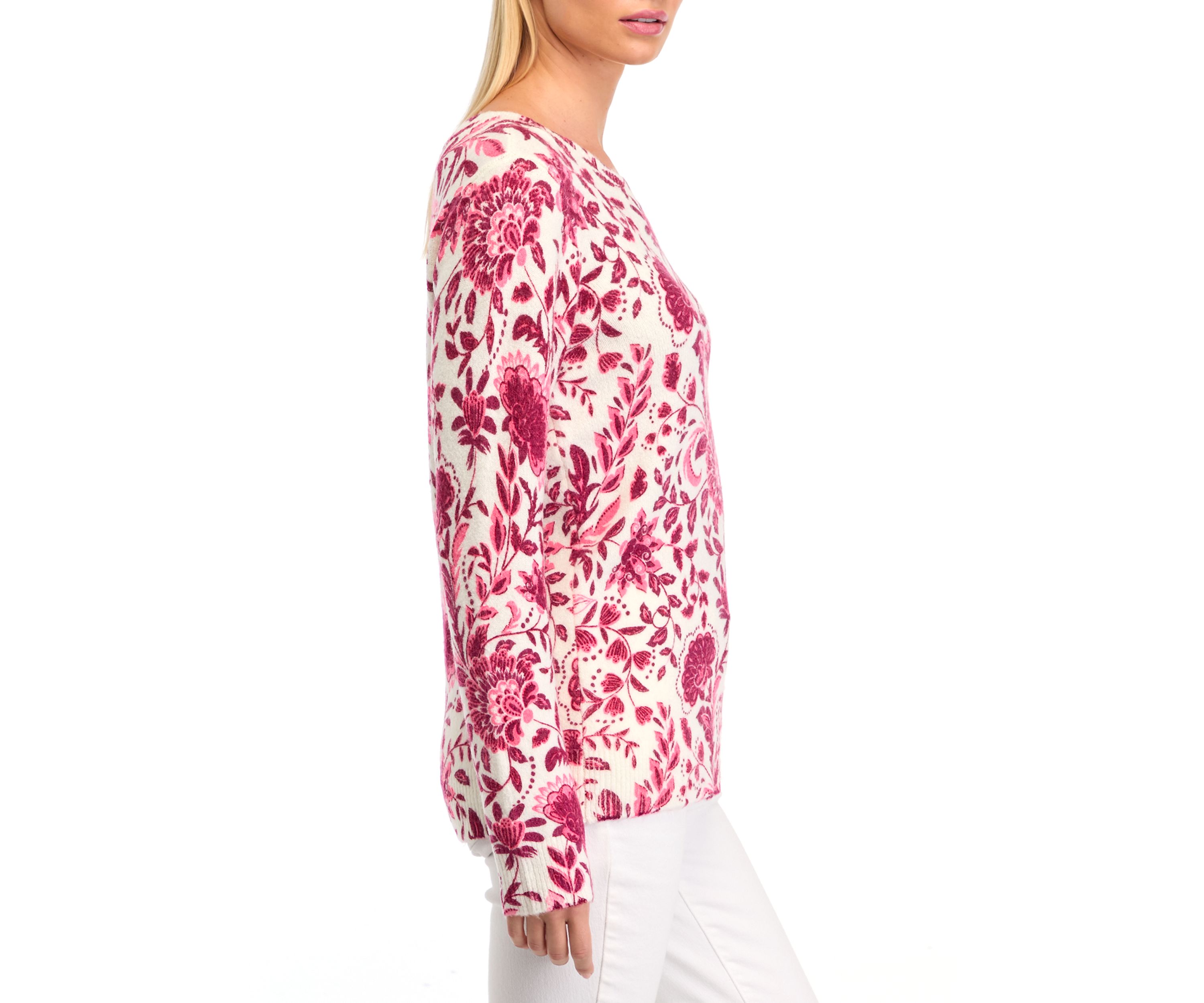 Womens Long Sleeve Printed Sweater 