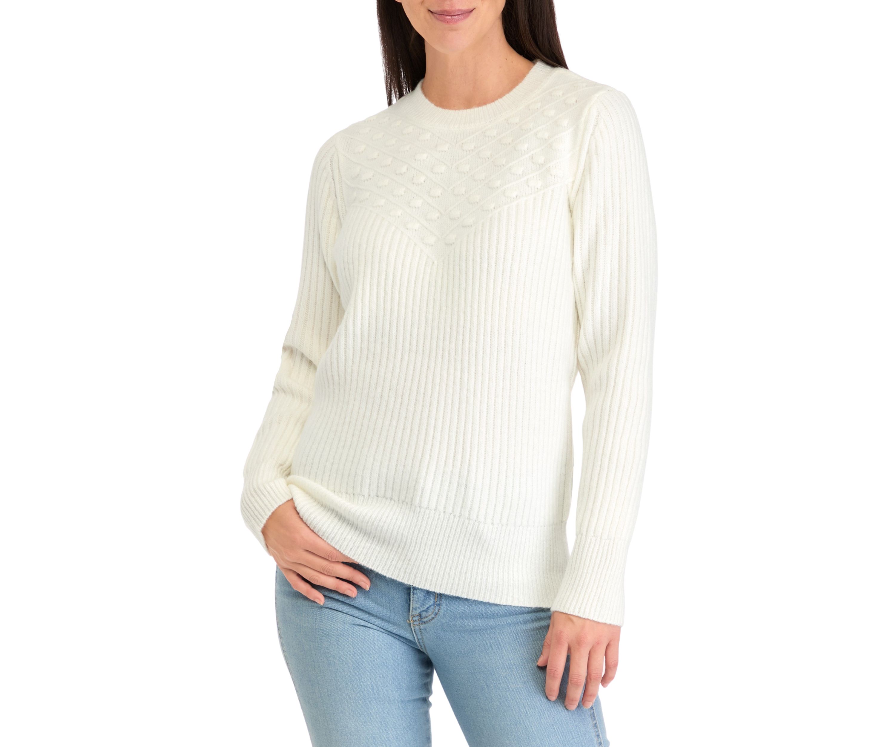 Womens Textured Ribbed Knit Sweater