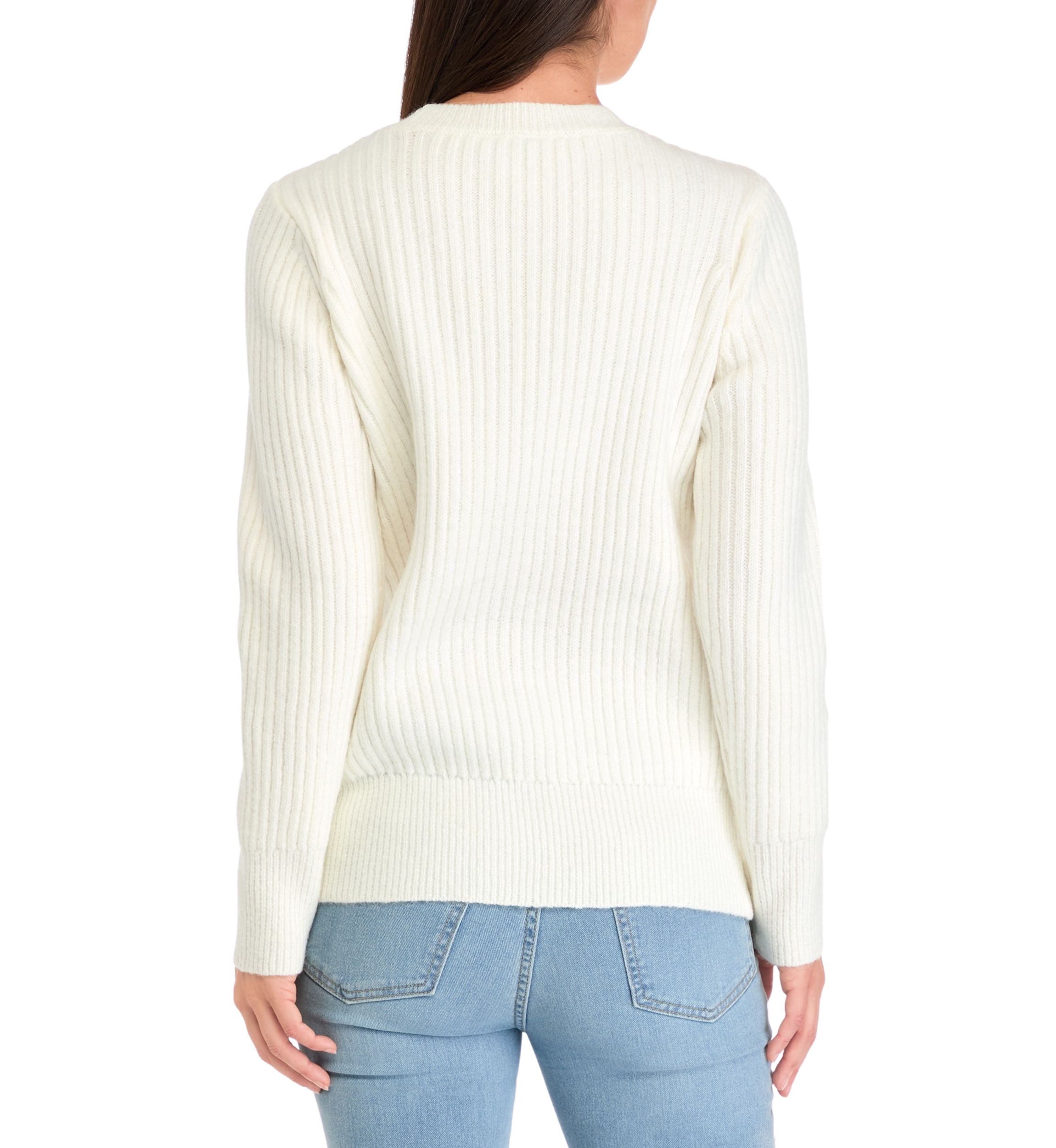Womens Textured Ribbed Knit Sweater