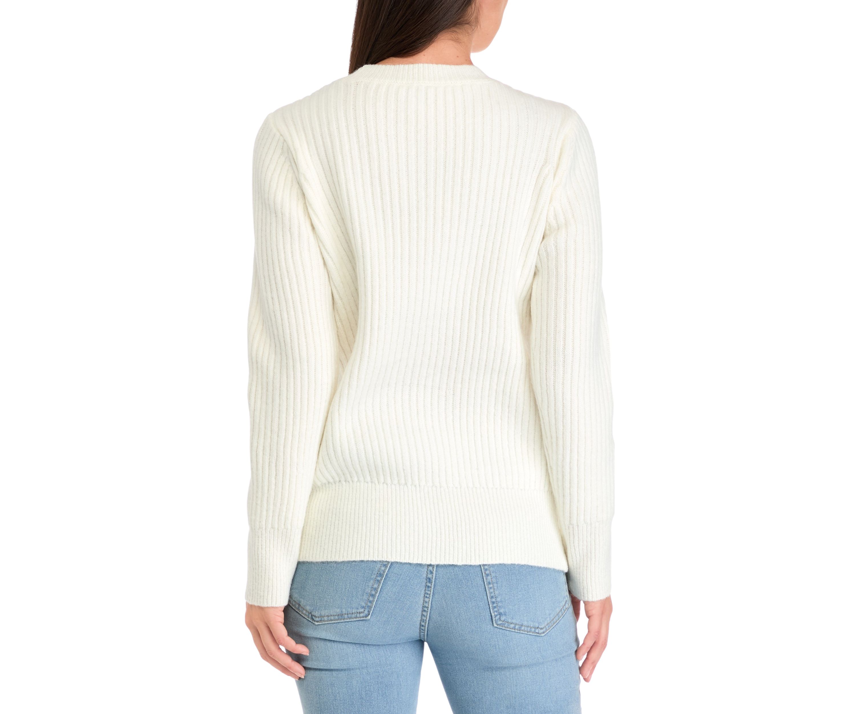 Womens Textured Ribbed Knit Sweater