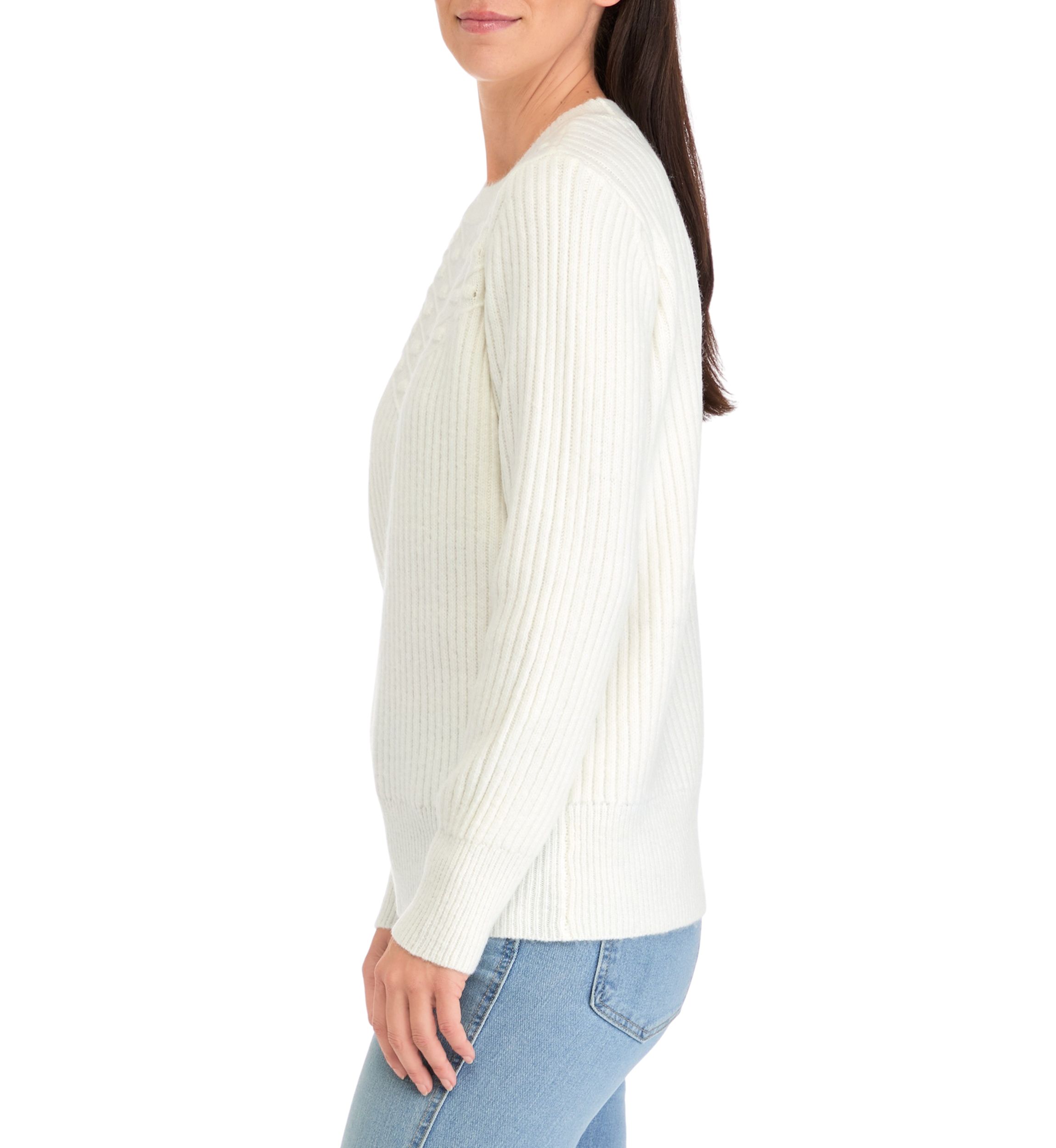 Womens Textured Ribbed Knit Sweater