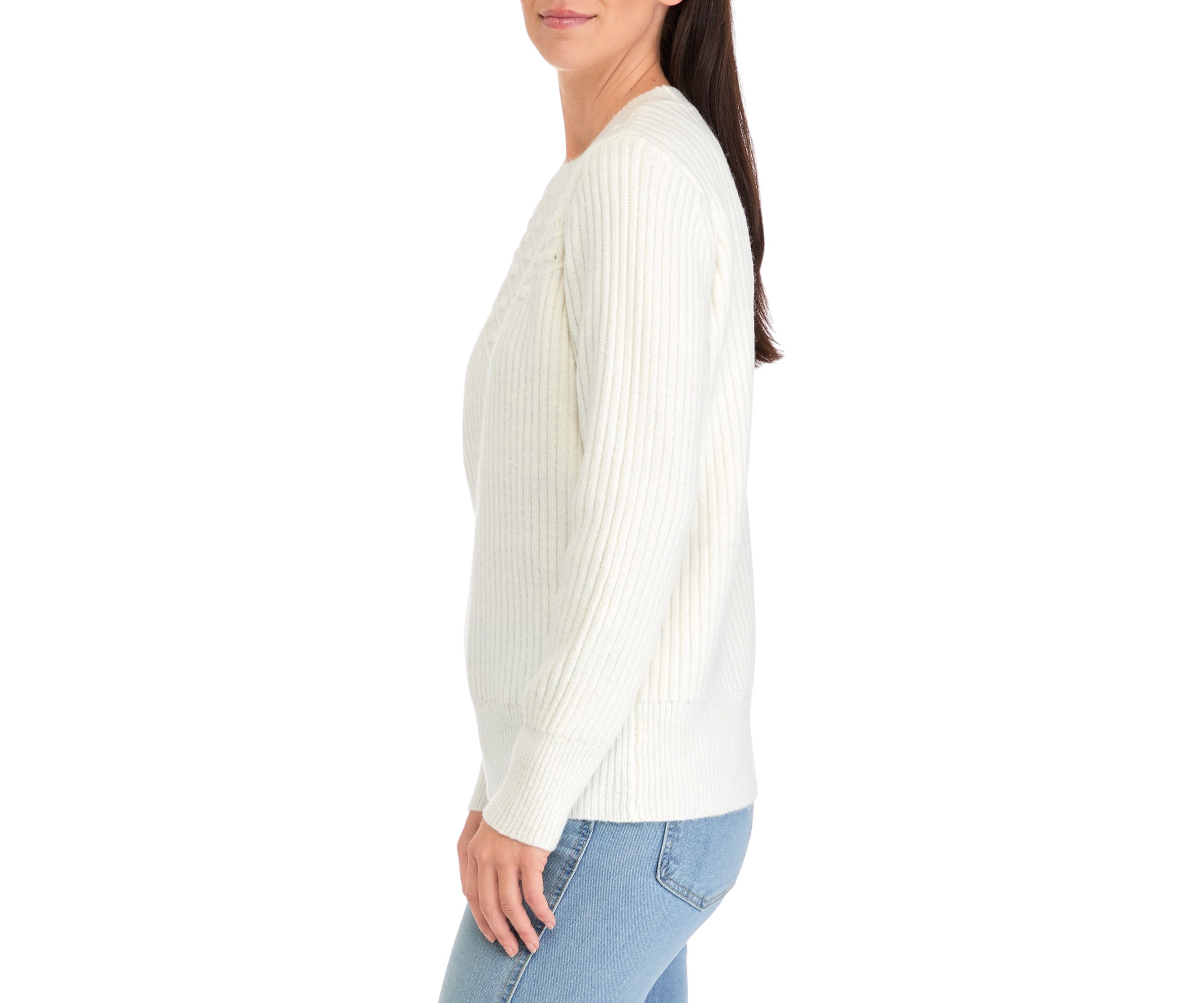 Womens Textured Ribbed Knit Sweater