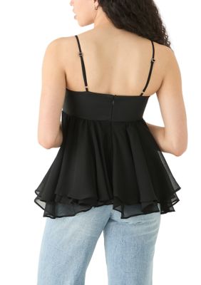 Women's Leather Chiffon Tank Top