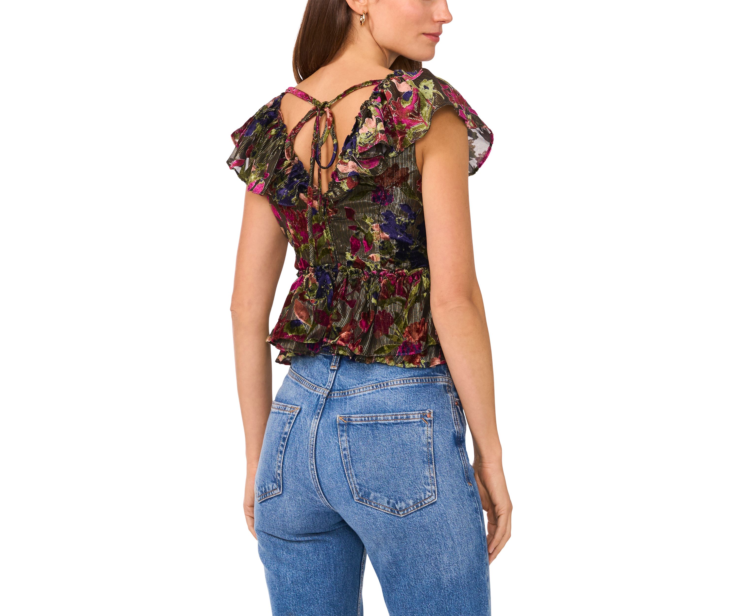 Womens Burnout Printed Velvet Top 