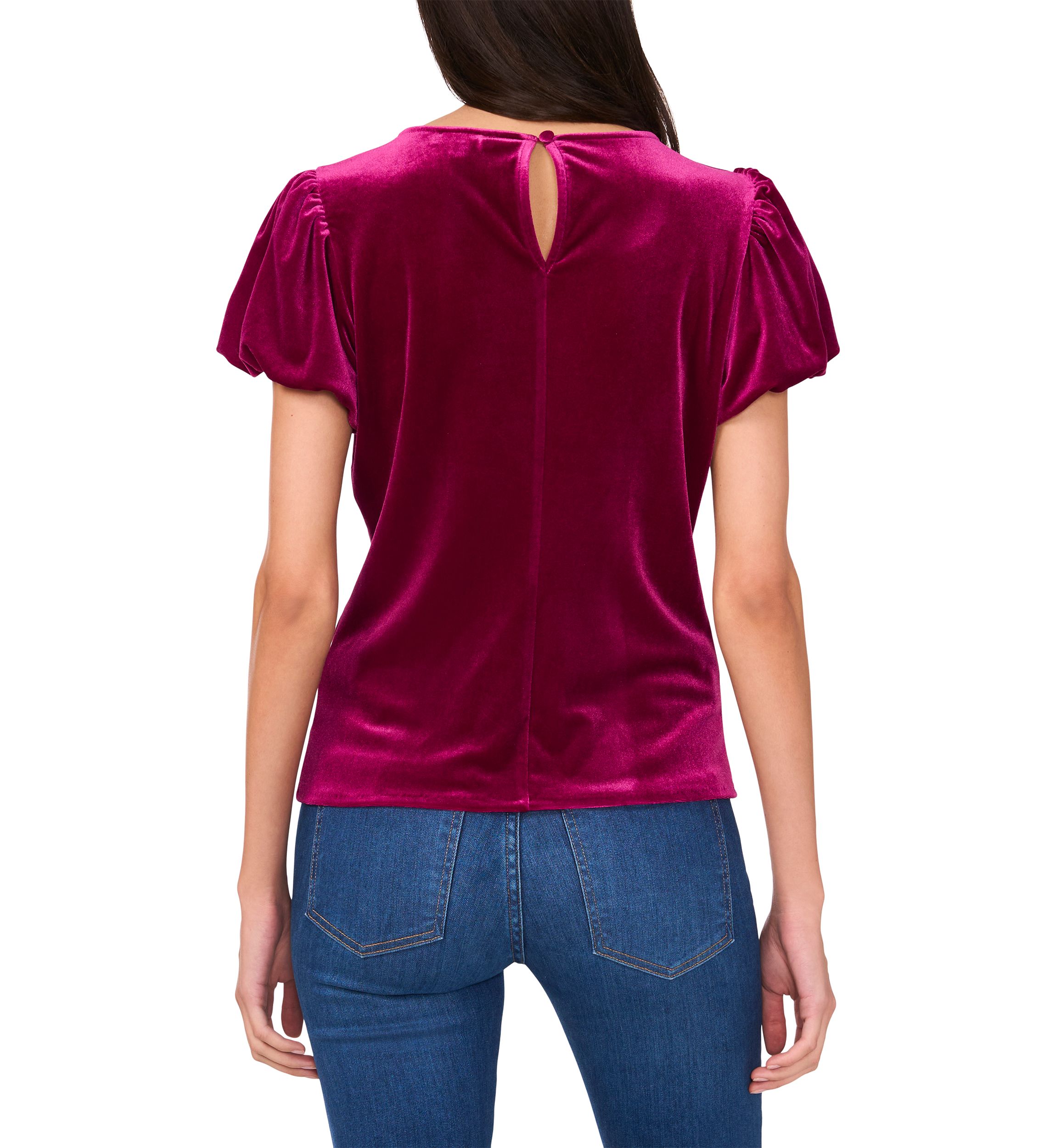 Womens Puff Sleeve Velvet Top