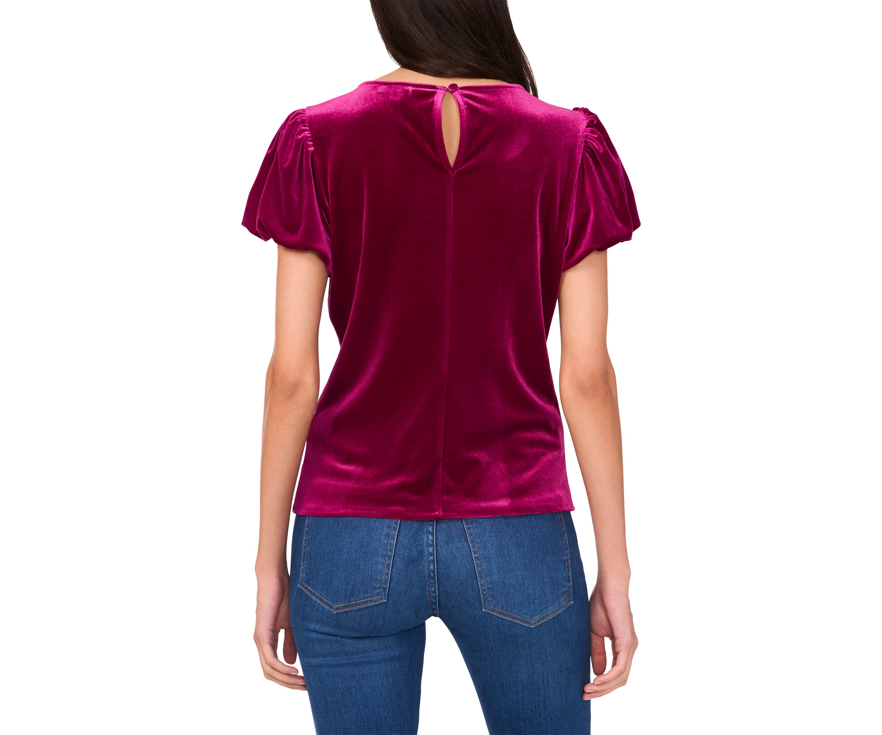 Womens Puff Sleeve Velvet Top