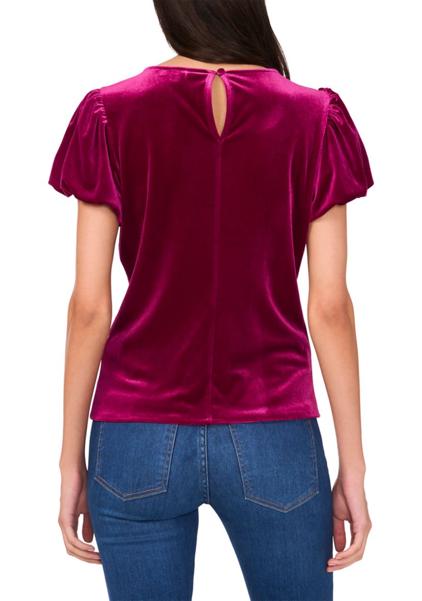 Womens Puff Sleeve Velvet Top