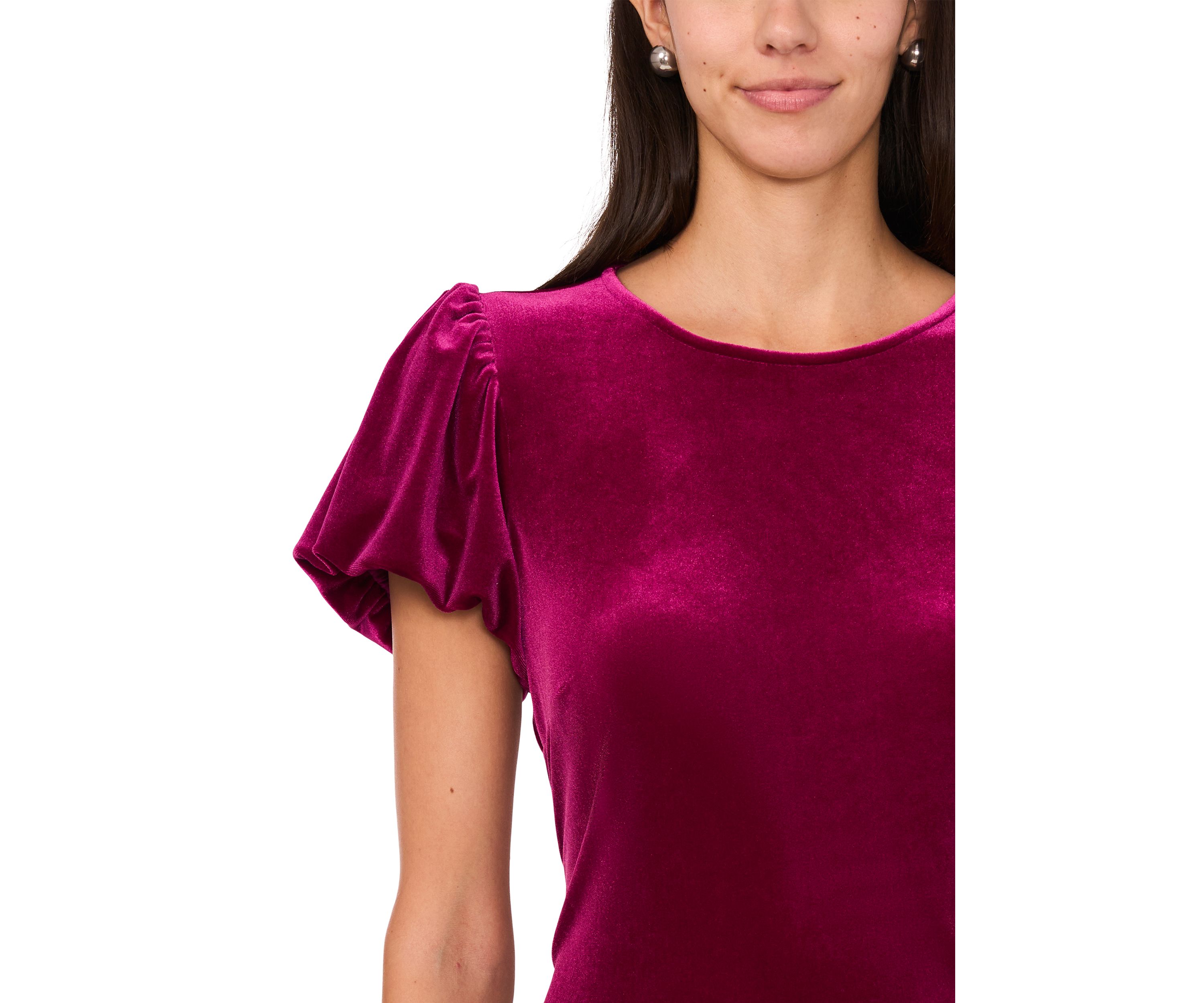 Womens Puff Sleeve Velvet Top