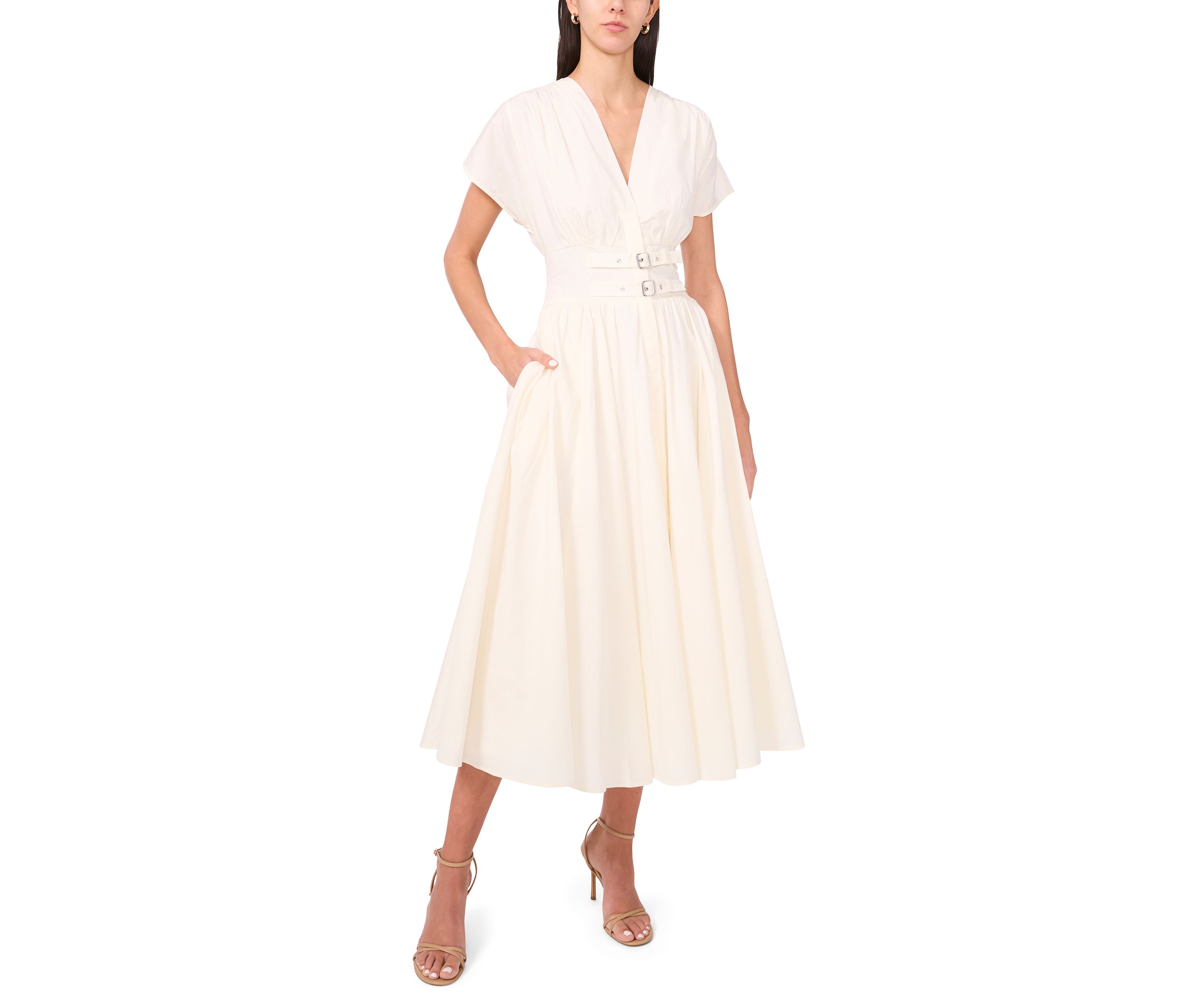 Womens Dolman Sleeve Belted Dress