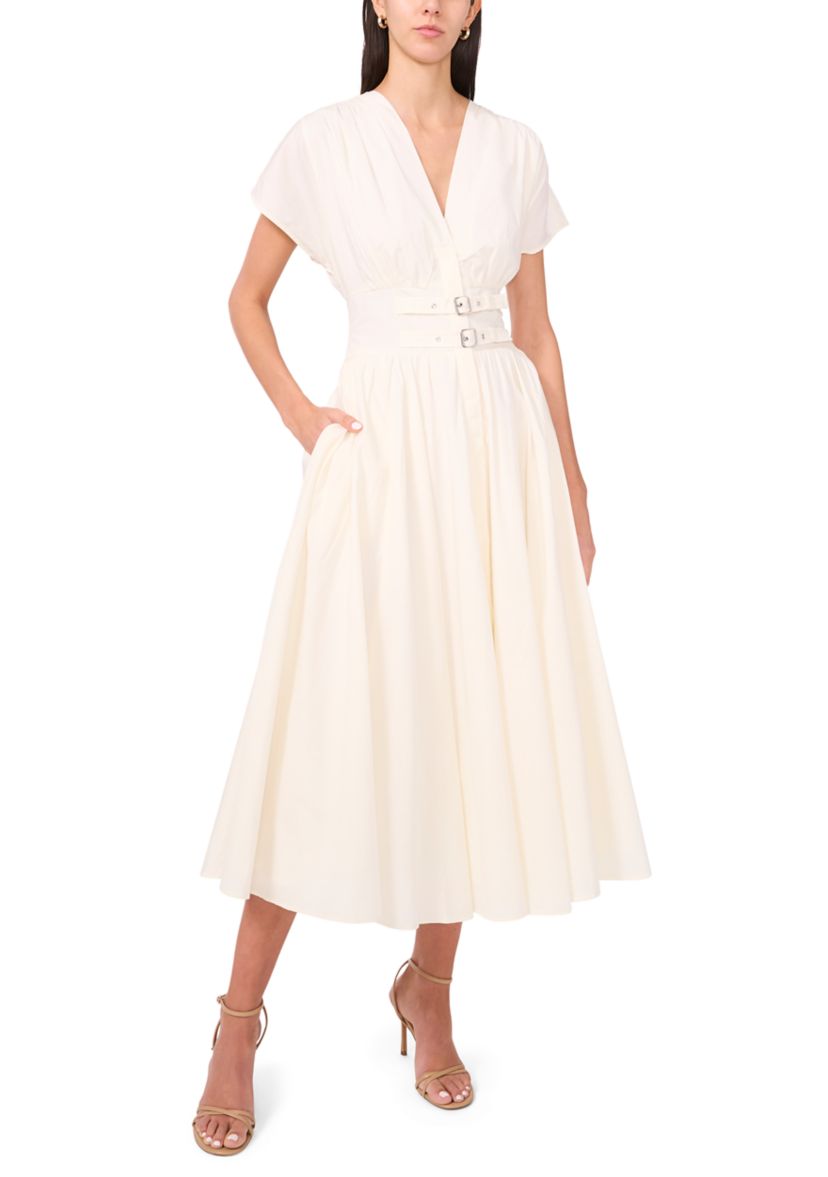 Womens Dolman Sleeve Belted Dress