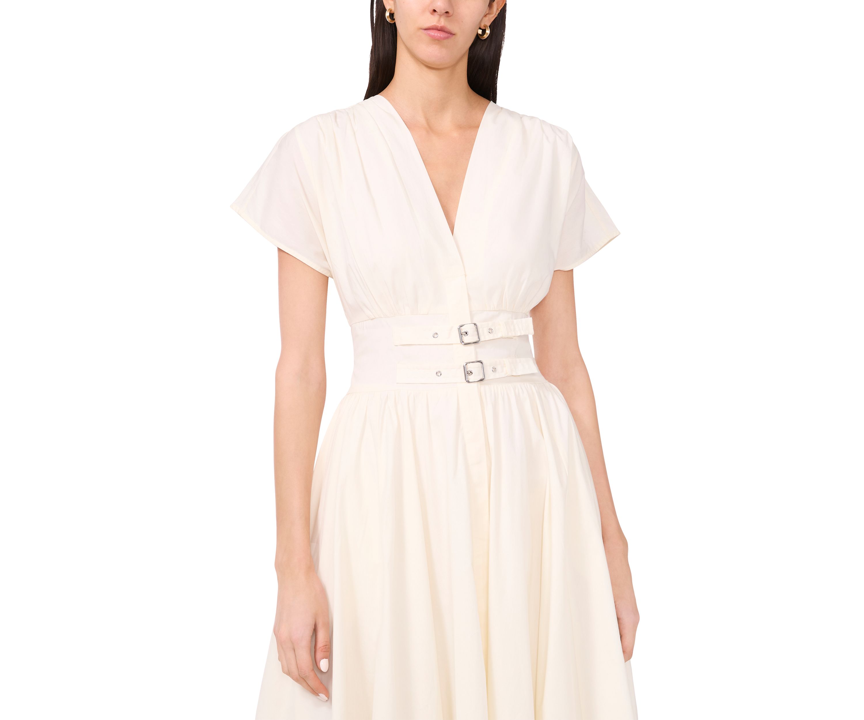 Womens Dolman Sleeve Belted Dress