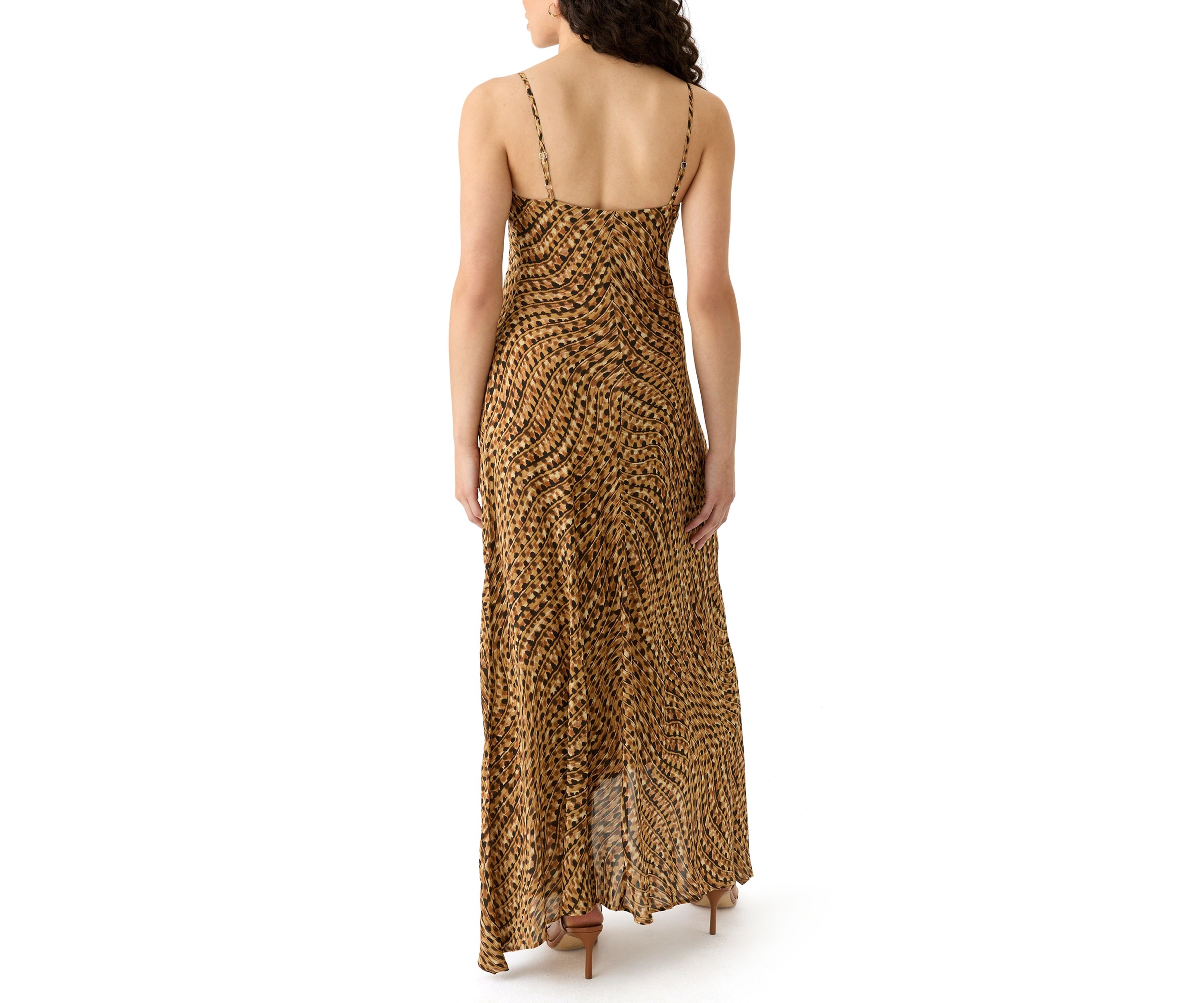 Womens Asymmetrical Printed Midi Dress