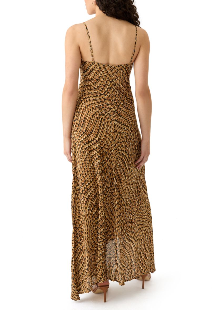 Womens Asymmetrical Printed Midi Dress