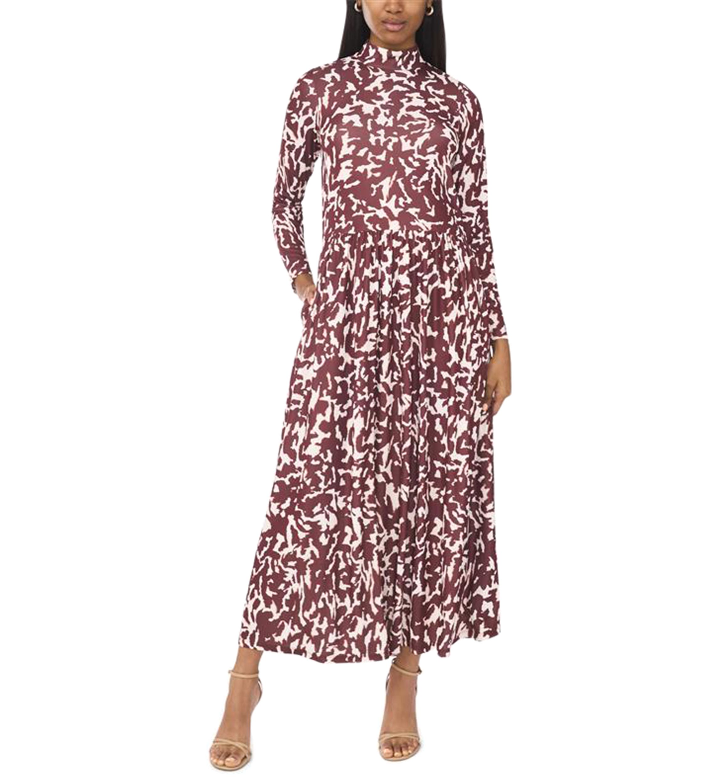 Parker Women's Printed Mock Neck Maxi Dress - Rum Raisin - Size M