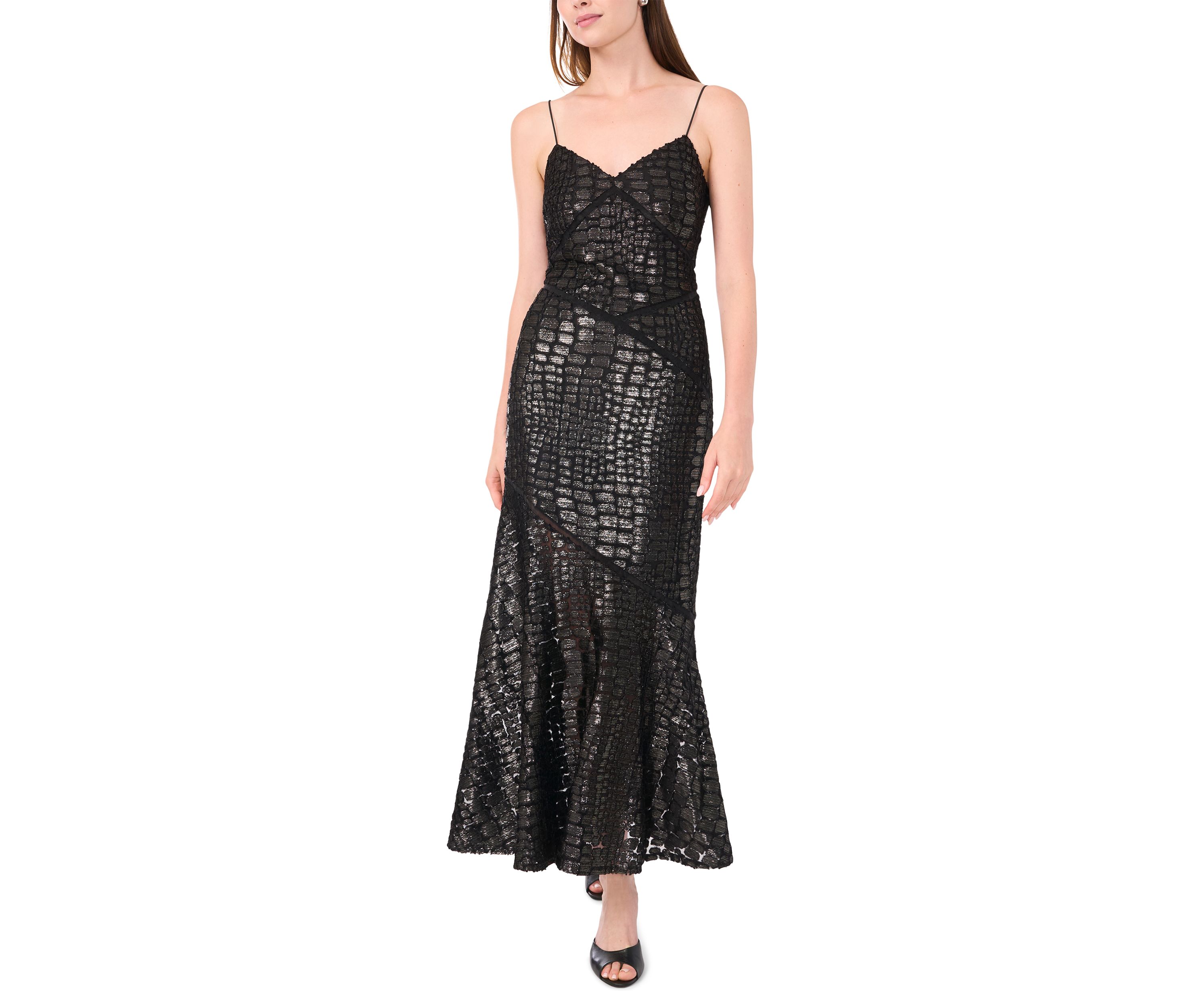 Womens Metallic Animal Print Dress