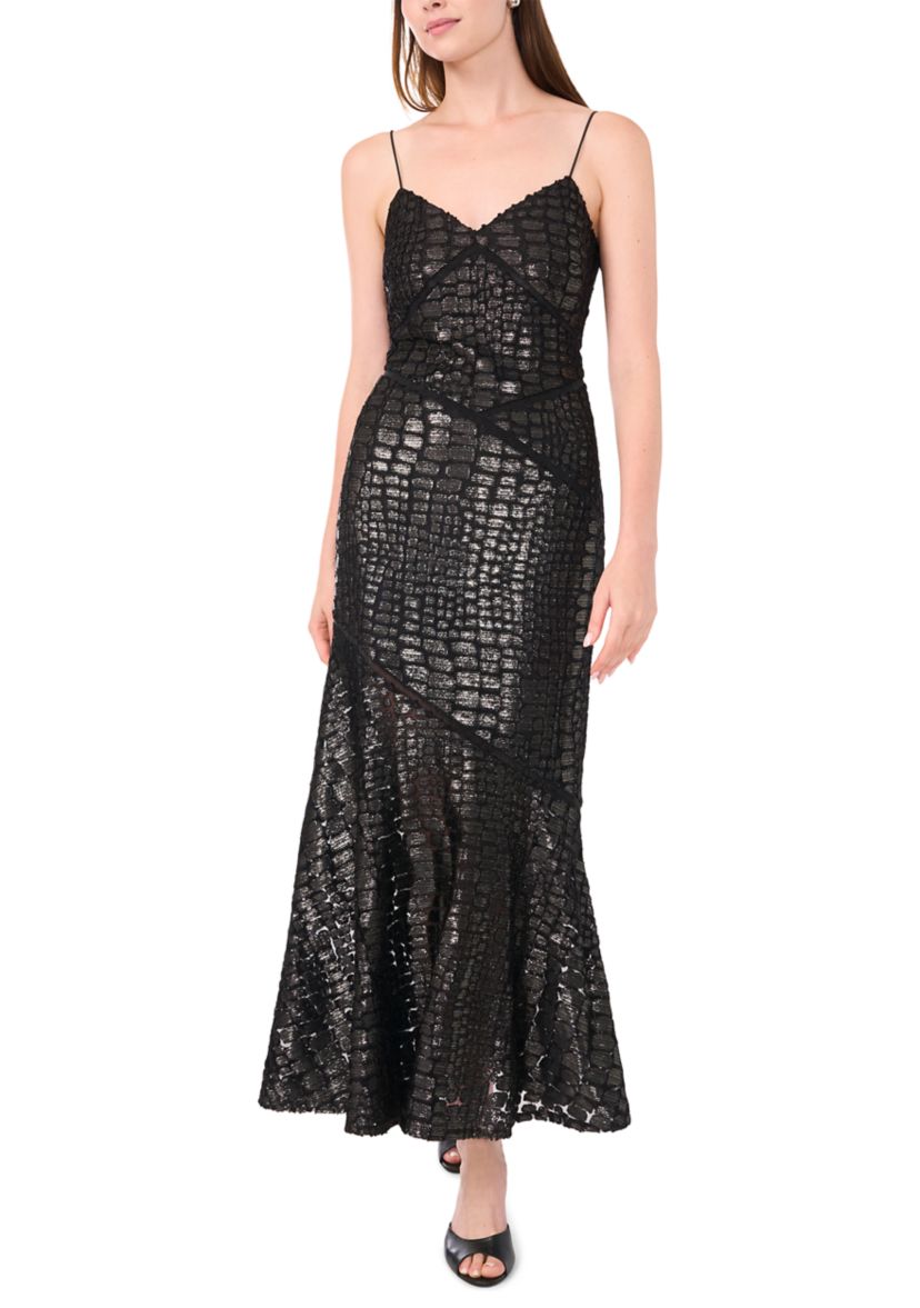 Womens Metallic Animal Print Dress