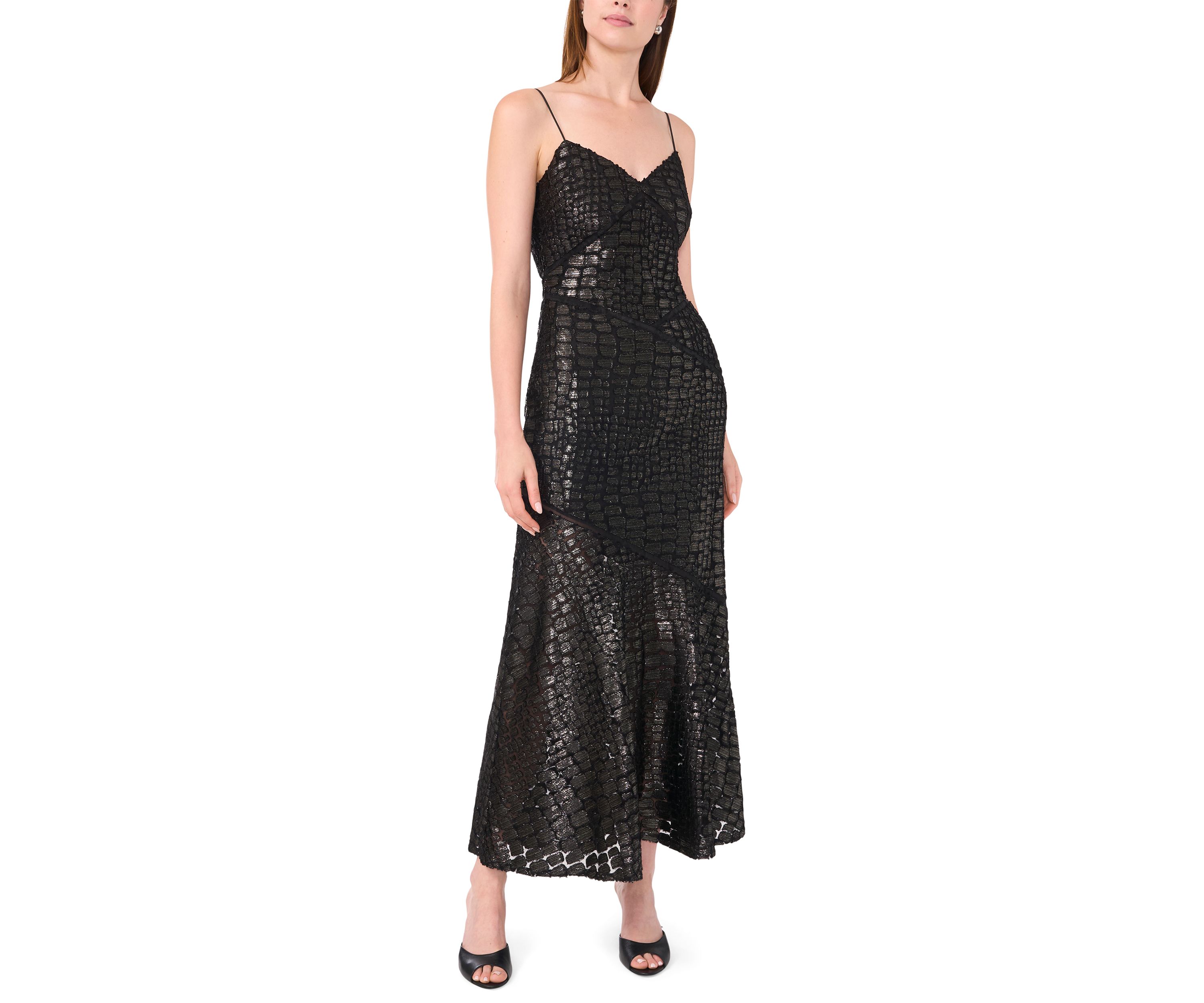 Womens Metallic Animal Print Dress