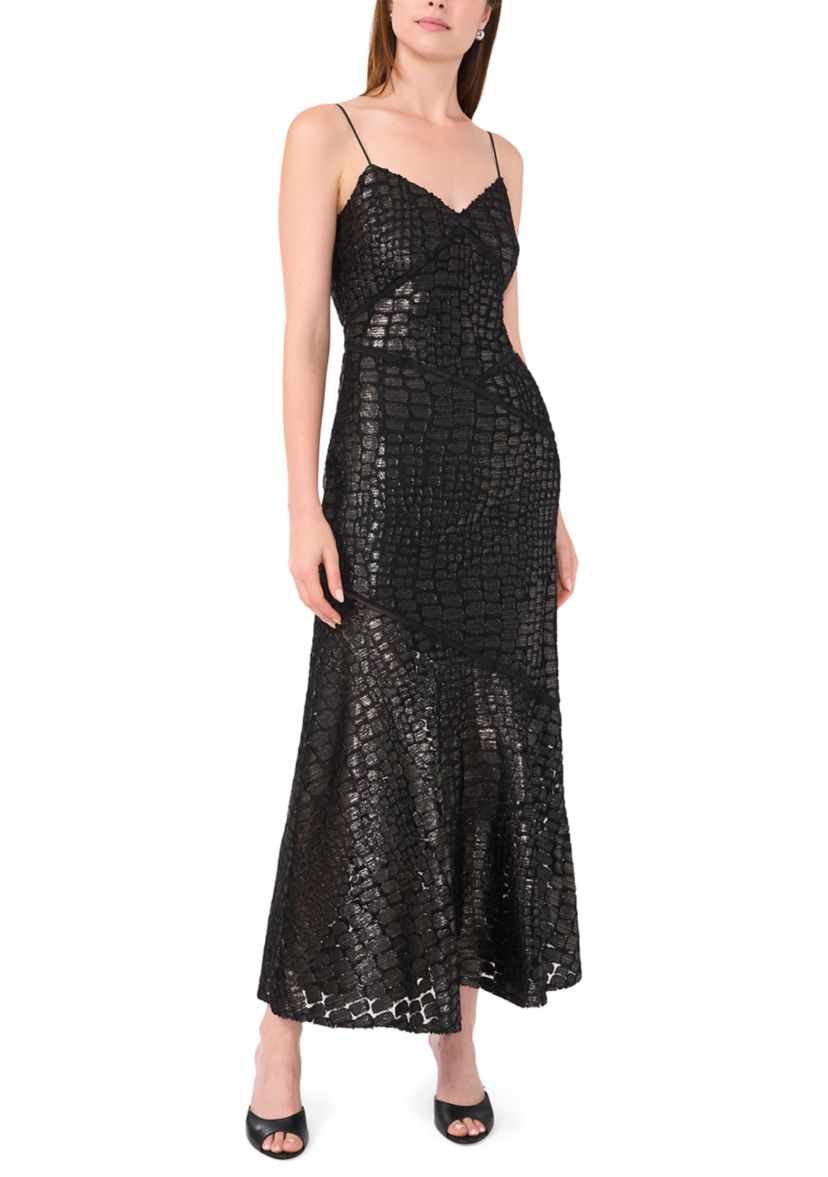 Womens Metallic Animal Print Dress