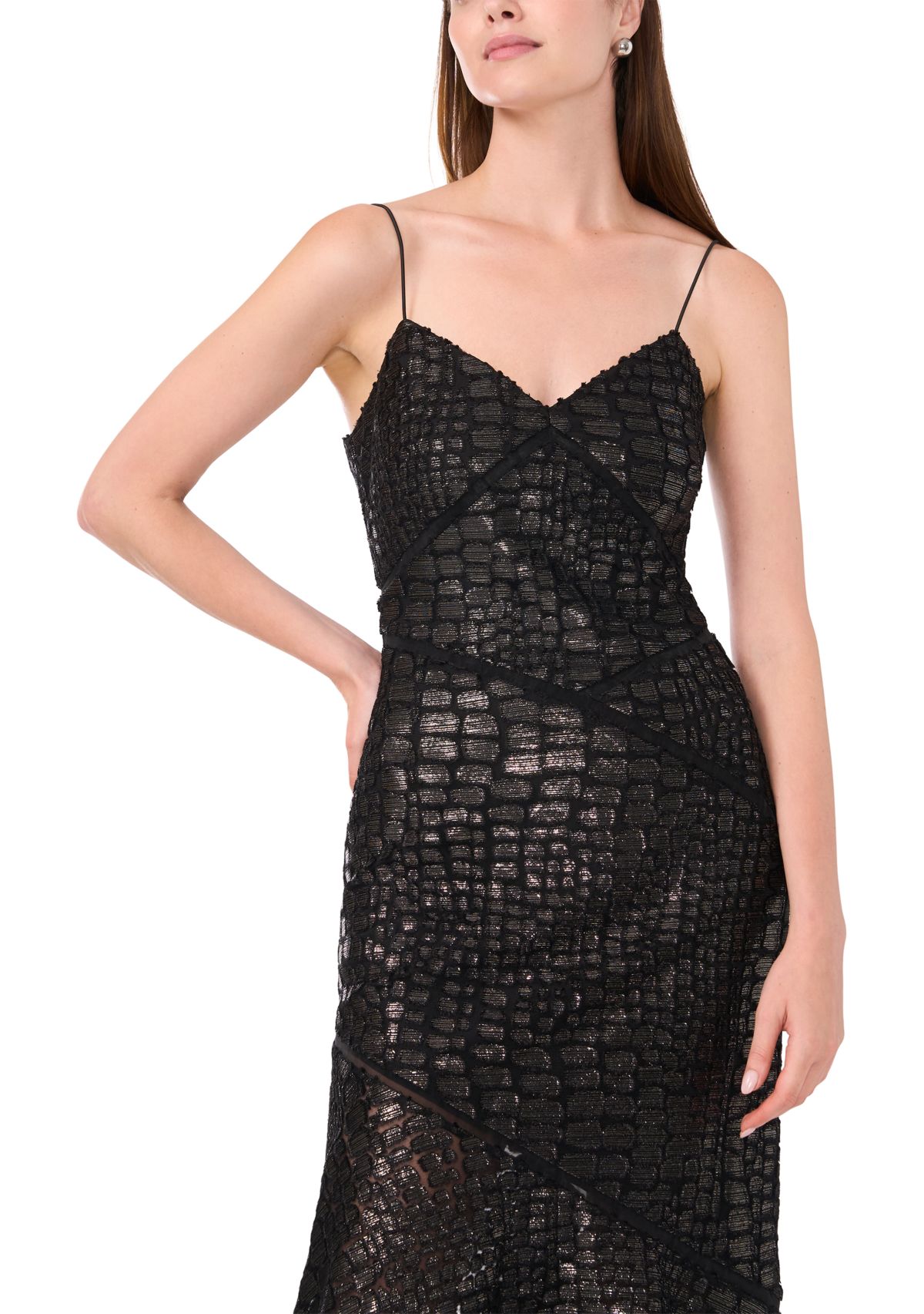 Womens Metallic Animal Print Dress