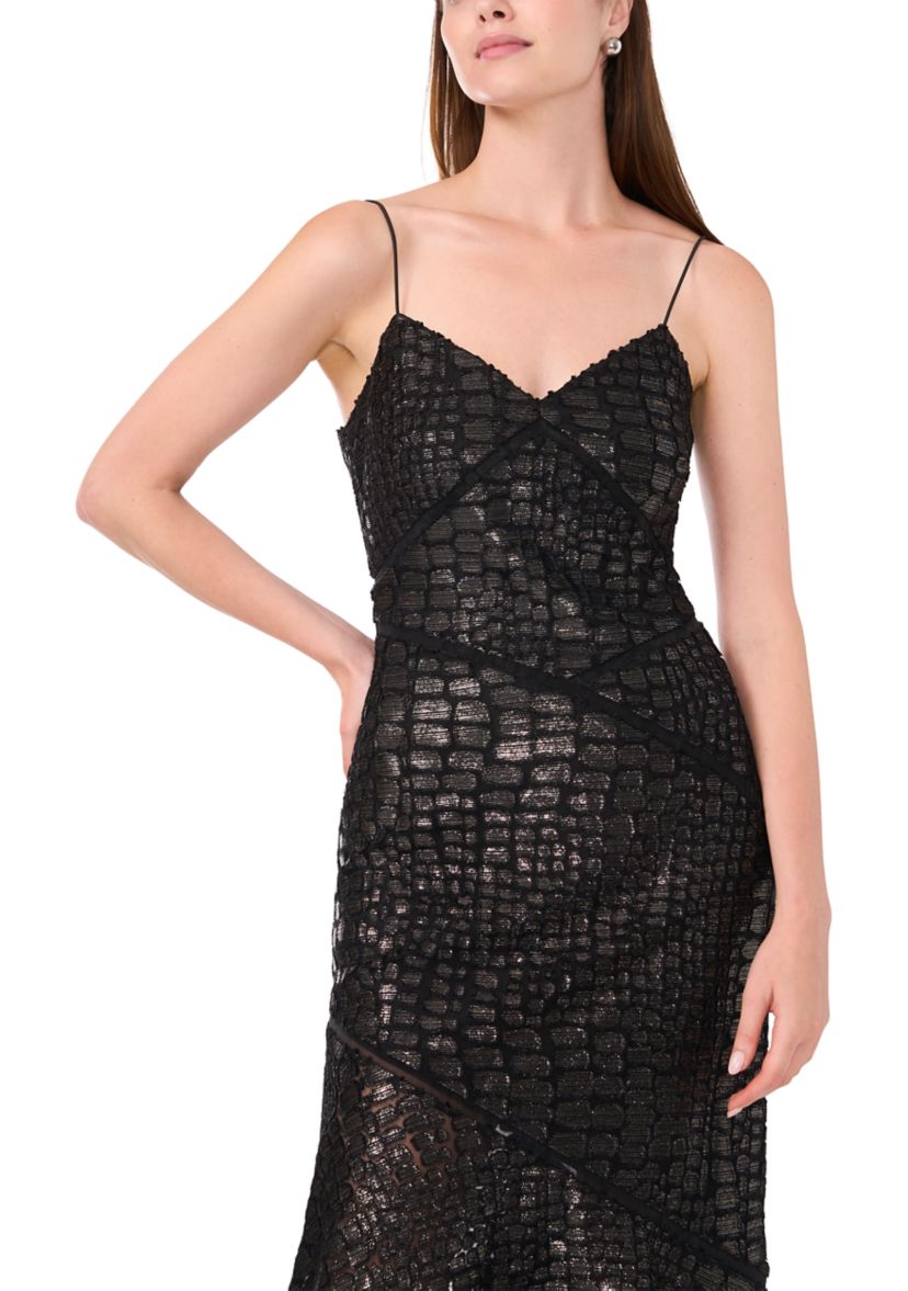 Womens Metallic Animal Print Dress