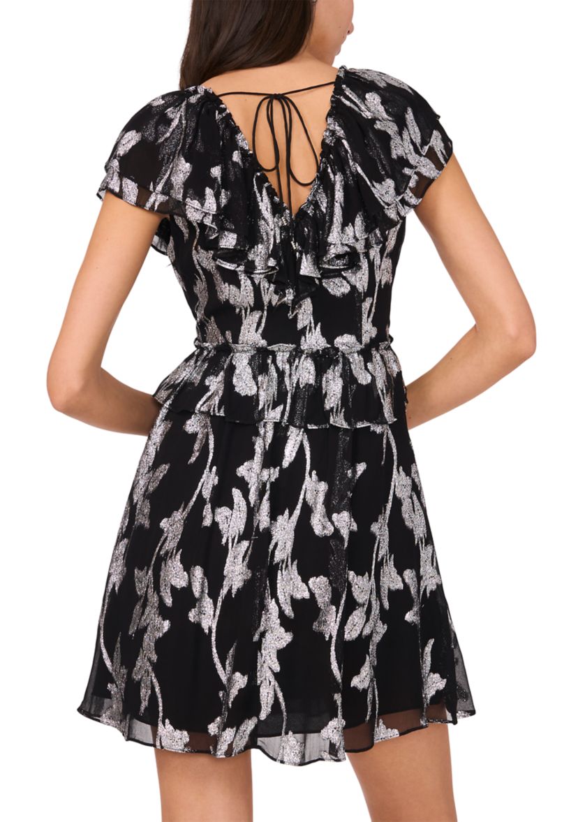 Womens Metallic Floral Dress