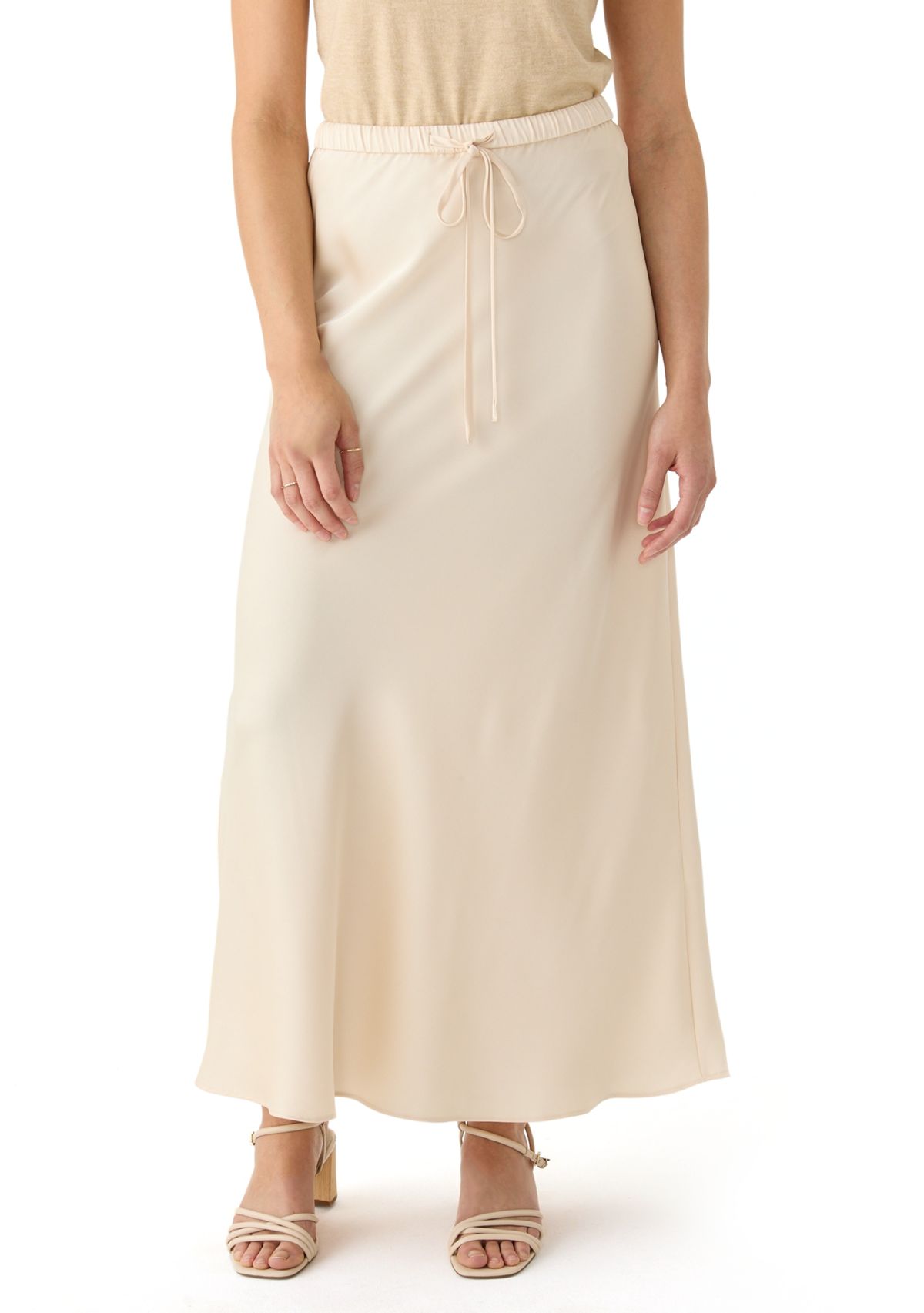 Womens Drawstring Satin Skirt