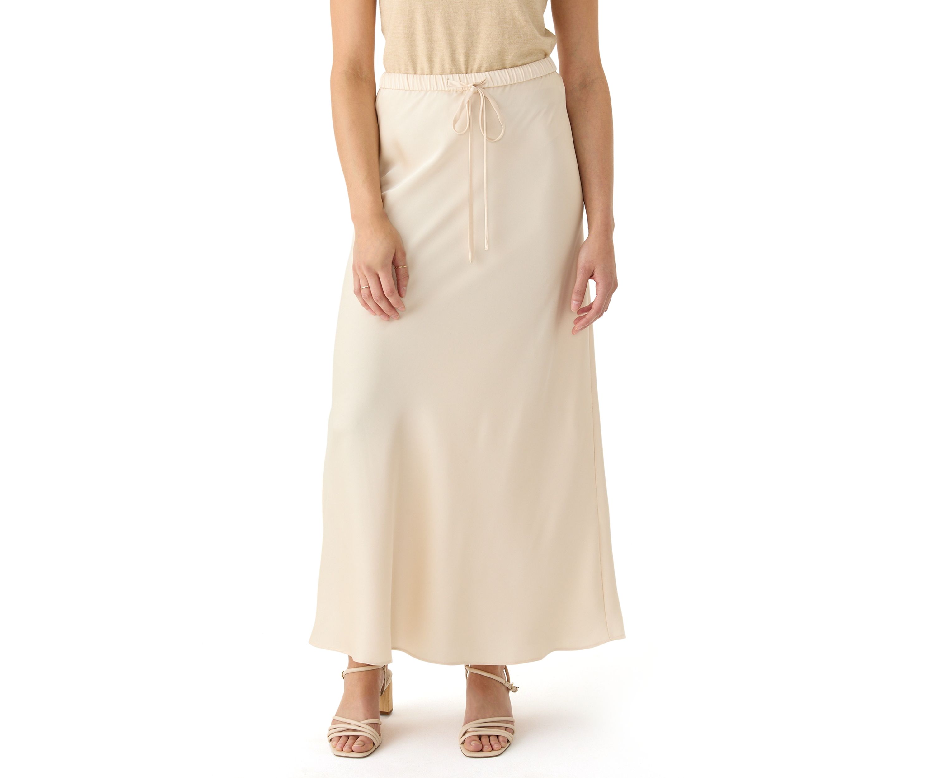 Womens Drawstring Satin Skirt