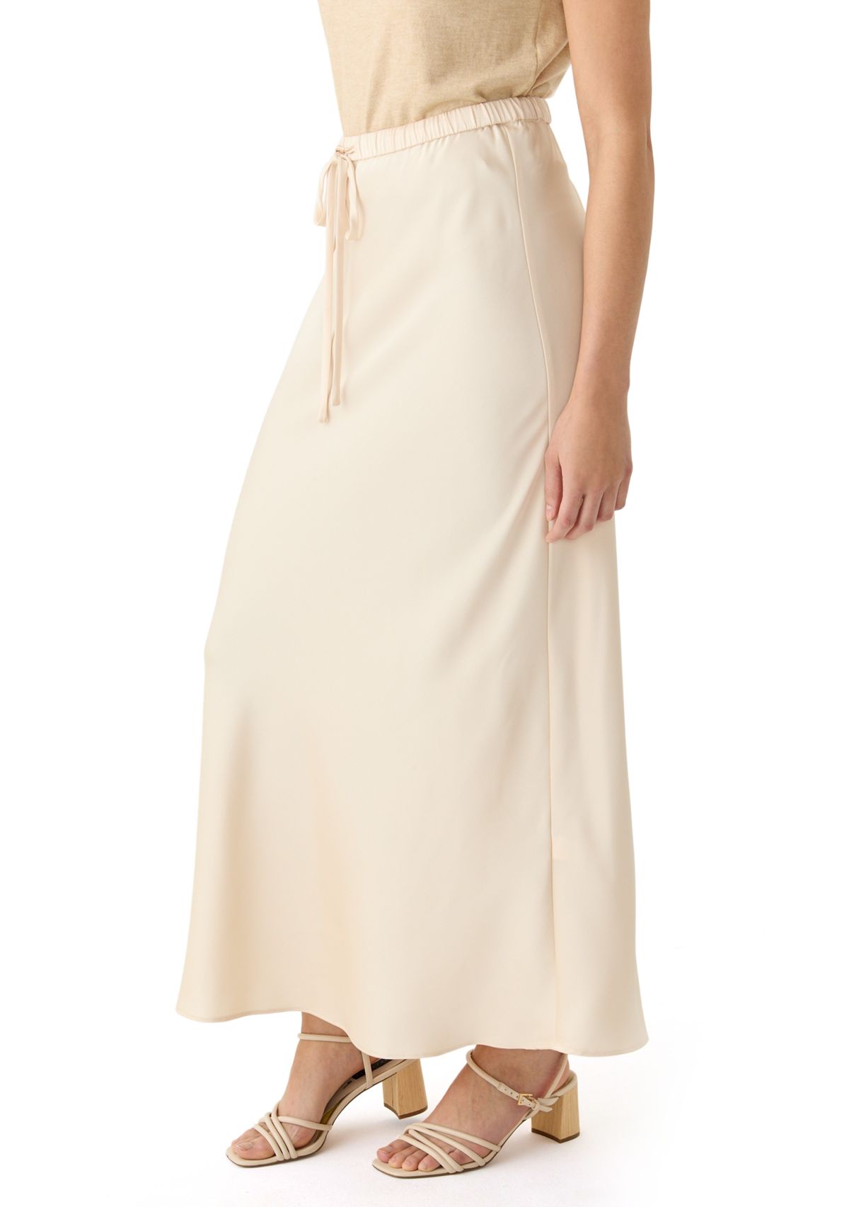 Womens Drawstring Satin Skirt
