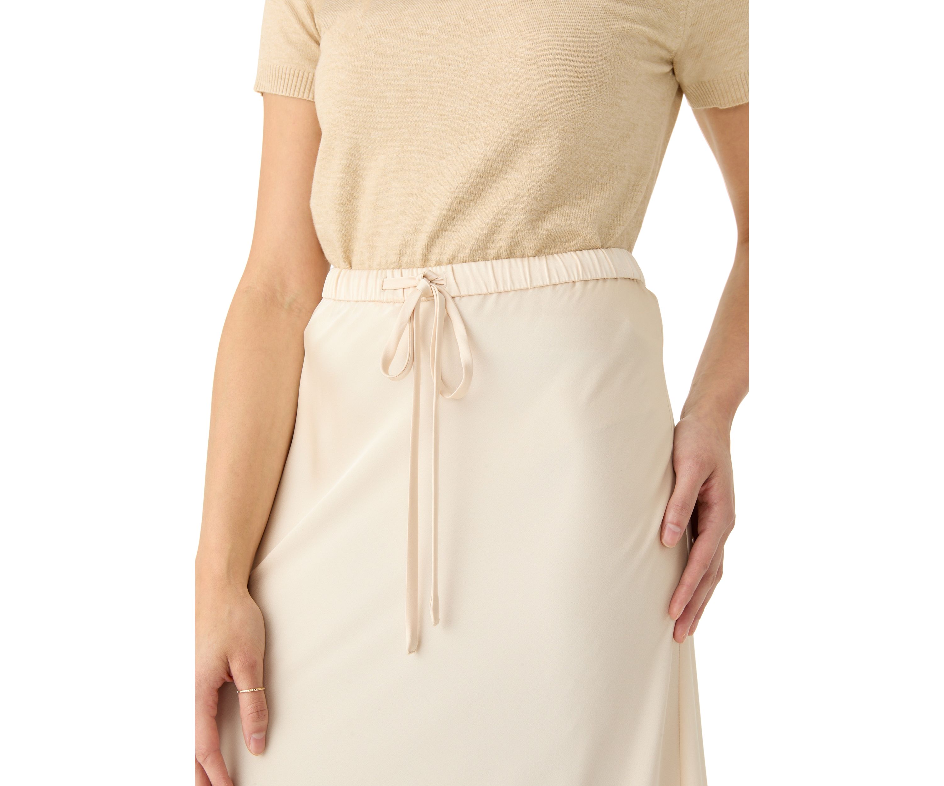Womens Drawstring Satin Skirt