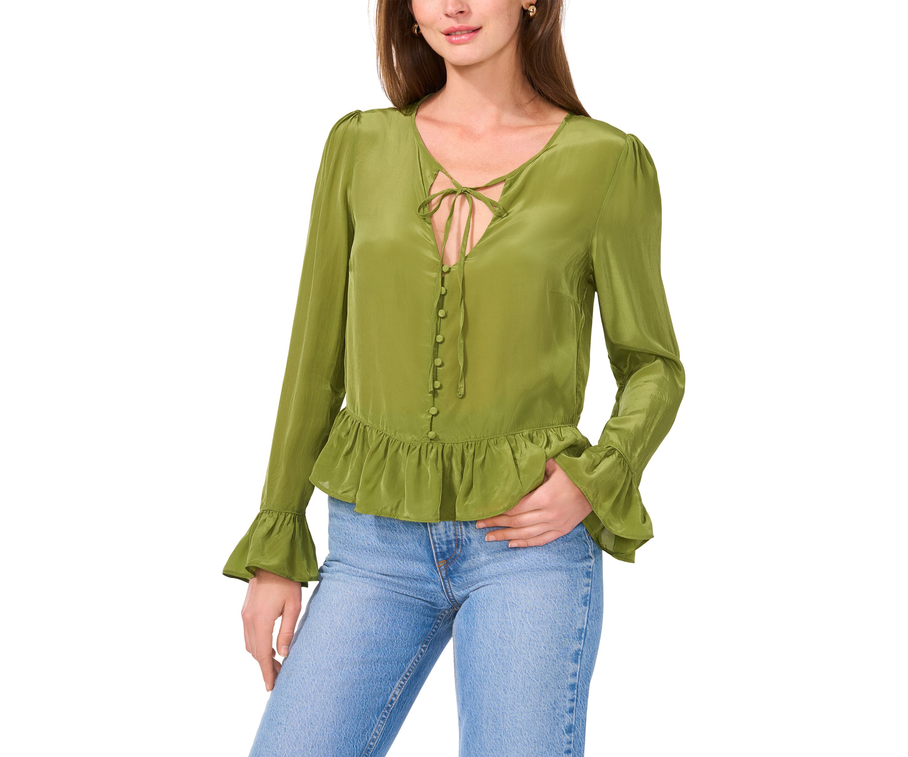 Womens Satin Flutter Blouse