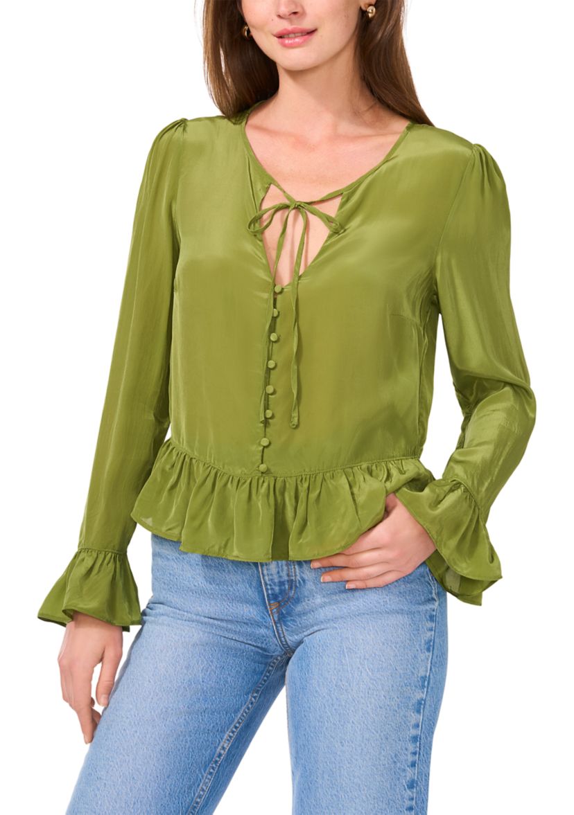 Womens Satin Flutter Blouse
