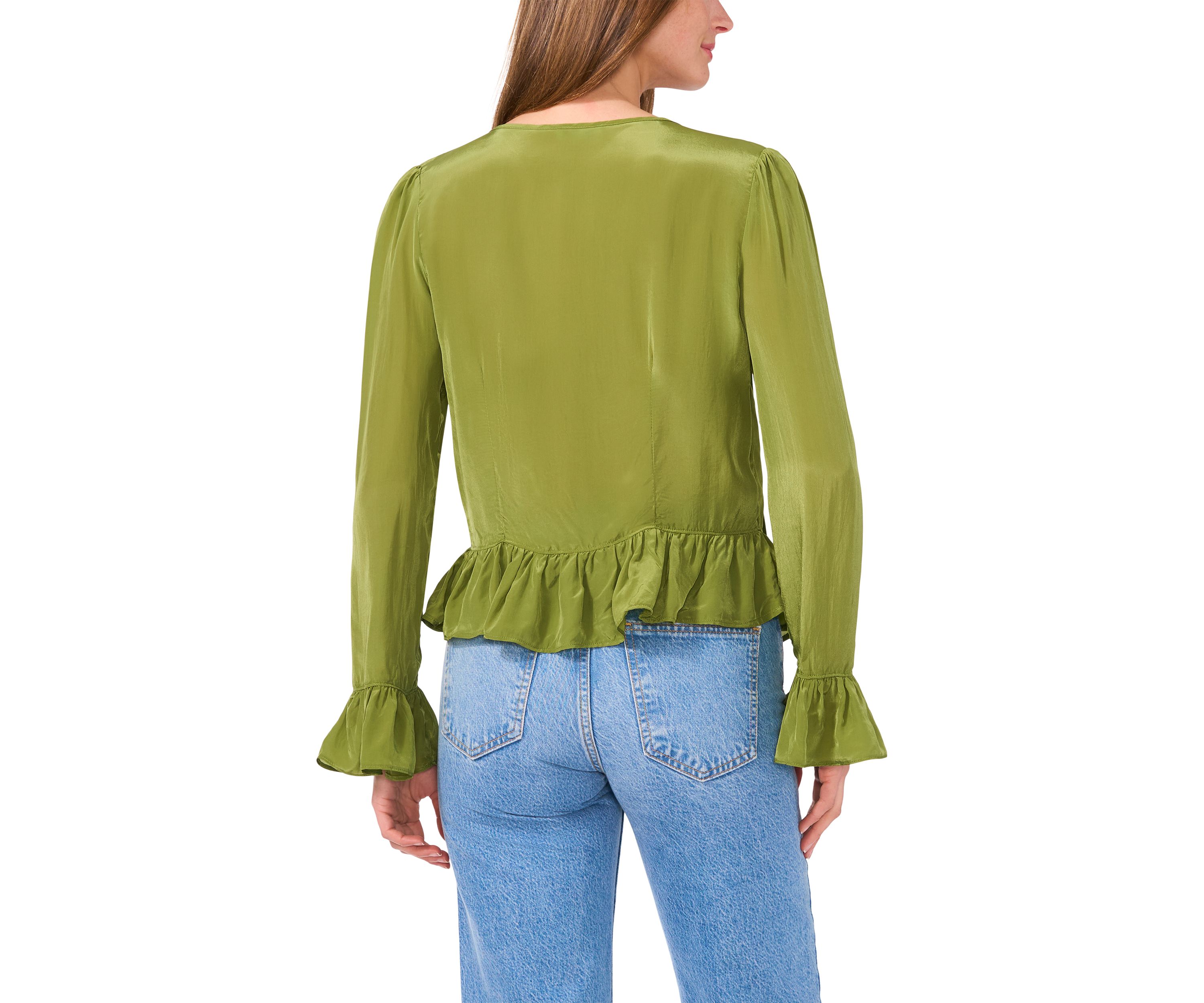 Womens Satin Flutter Blouse