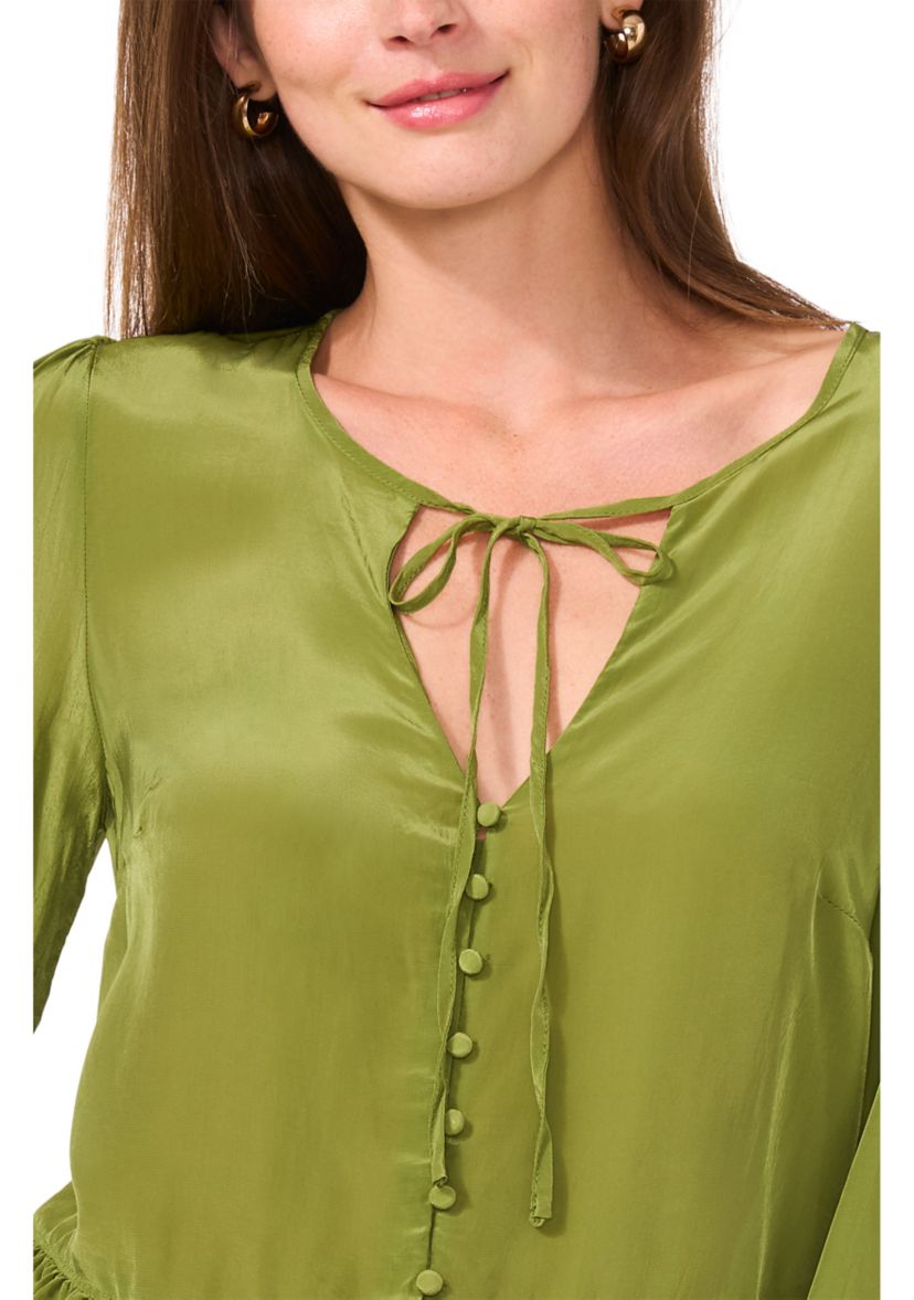 Womens Satin Flutter Blouse