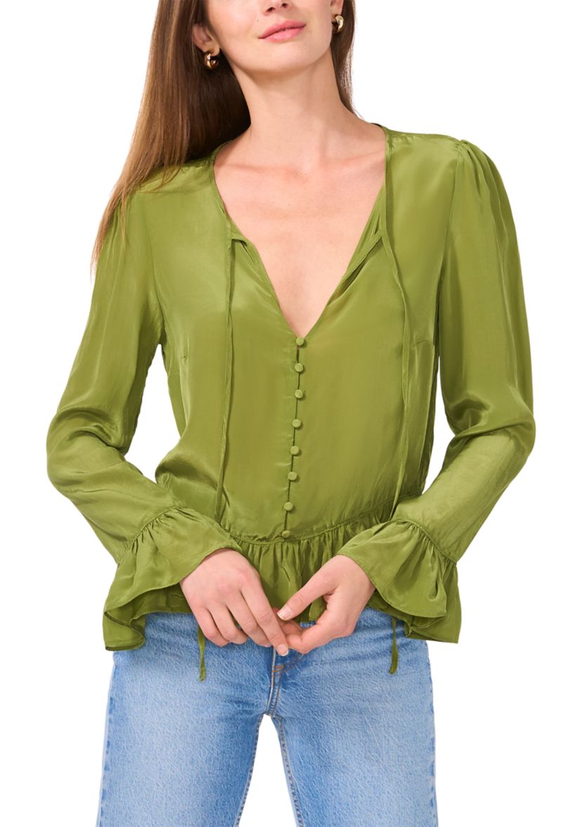 Womens Satin Flutter Blouse