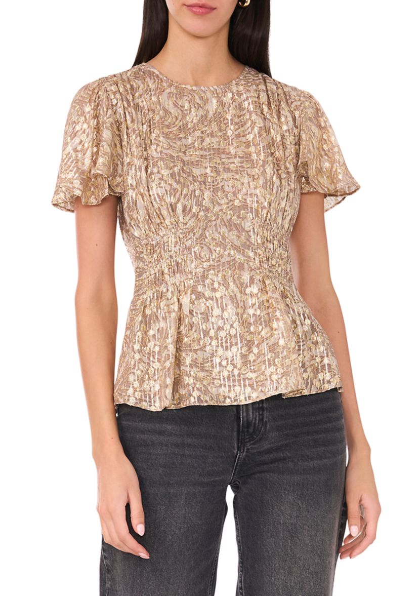Womens Short Flutter Sleeve Top