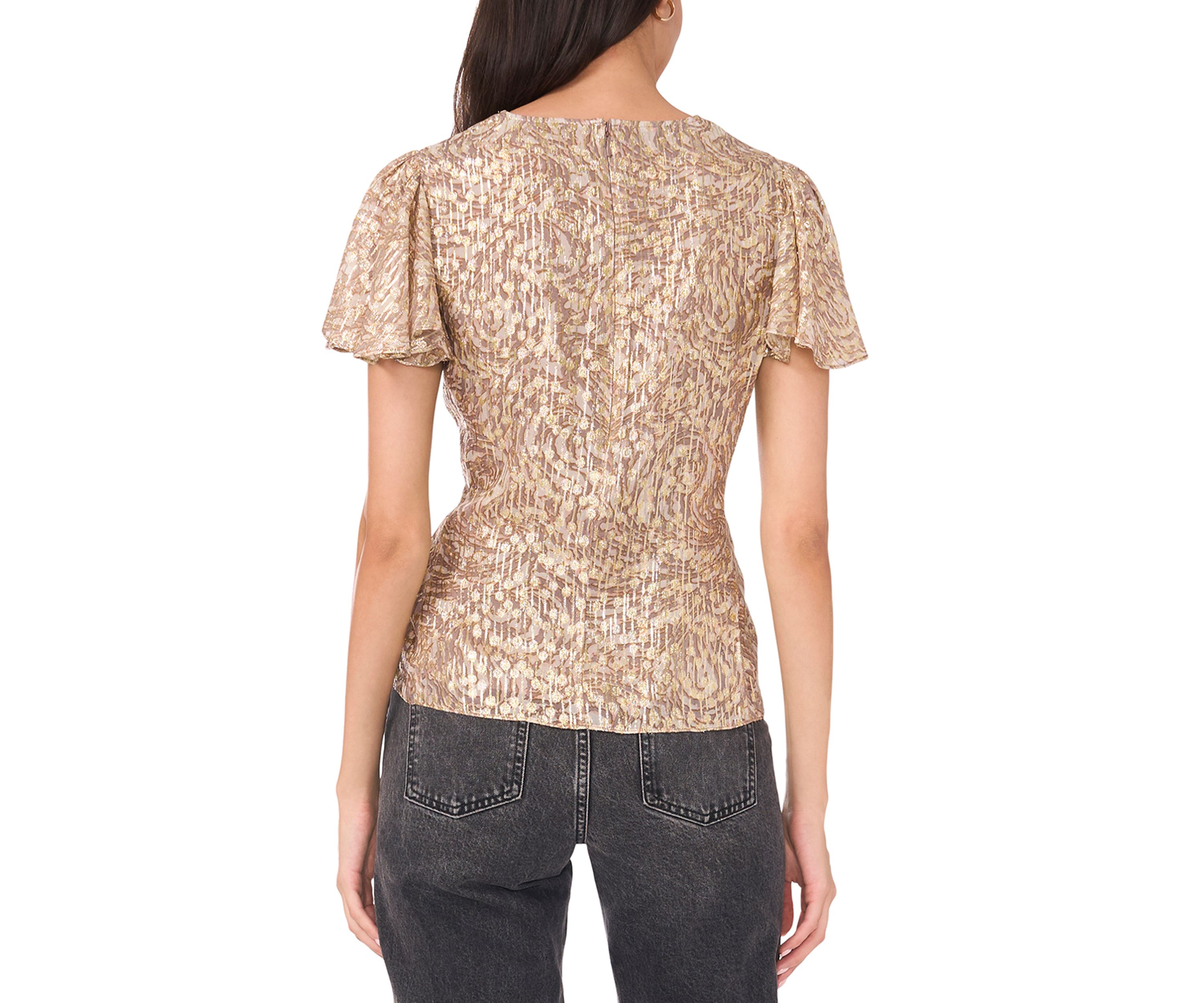 Womens Short Flutter Sleeve Top