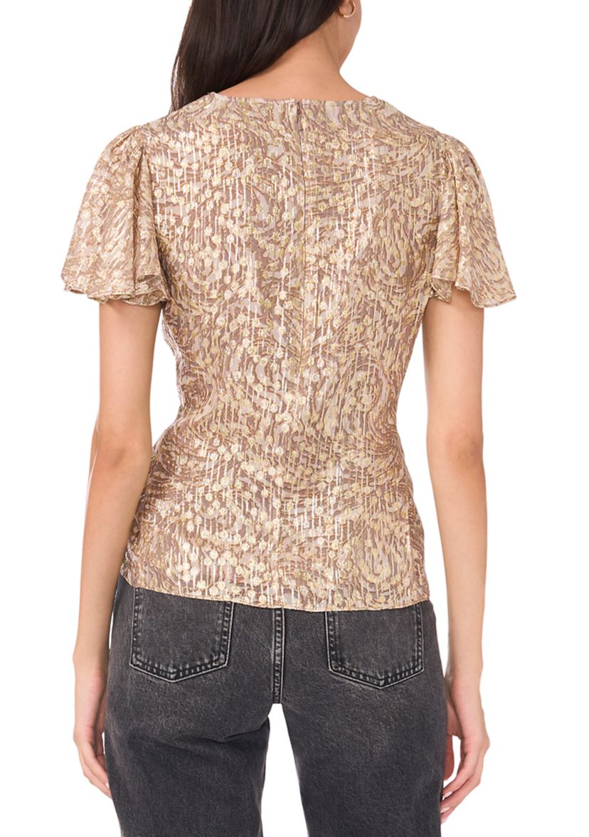 Womens Short Flutter Sleeve Top