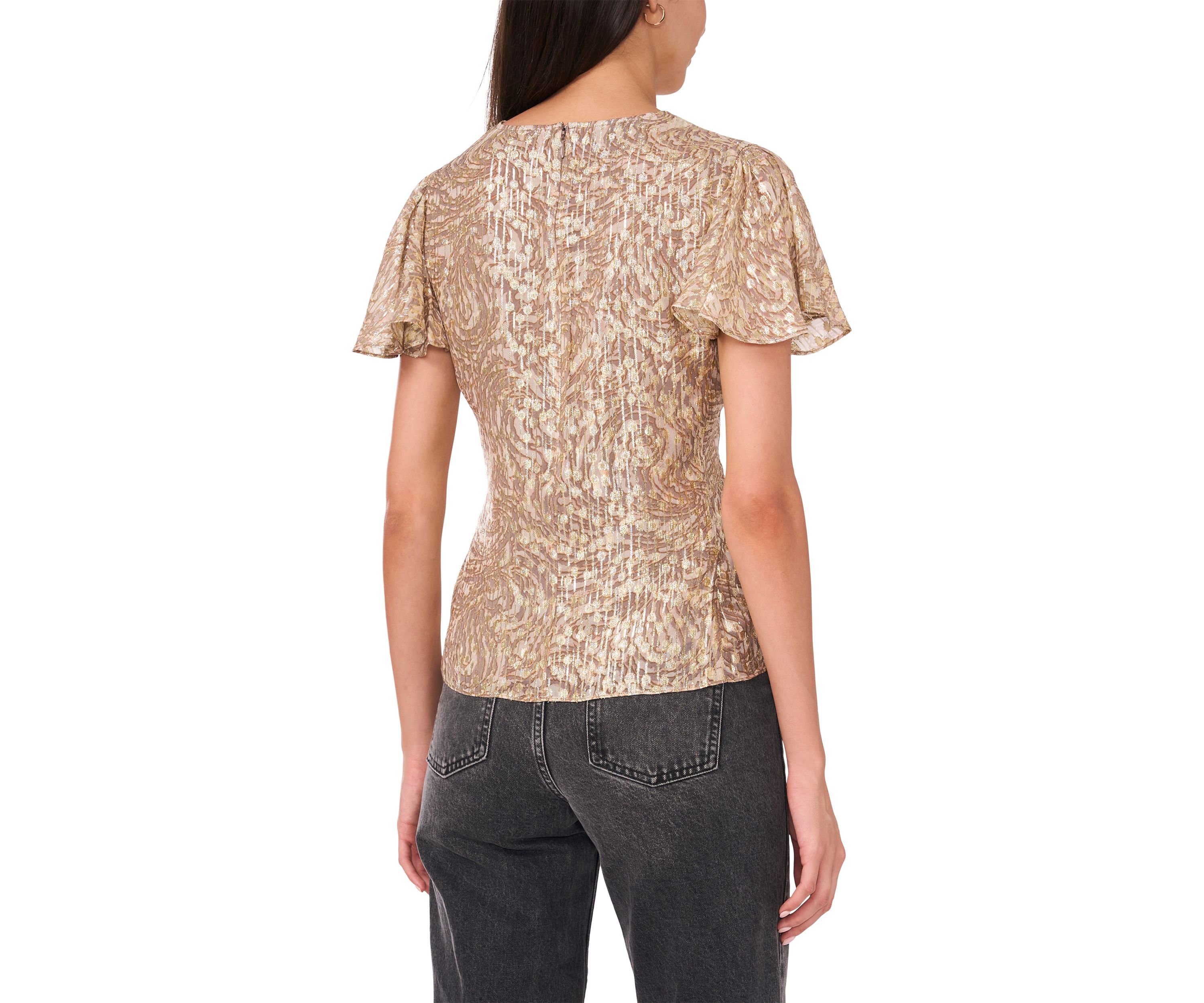 Womens Short Flutter Sleeve Top
