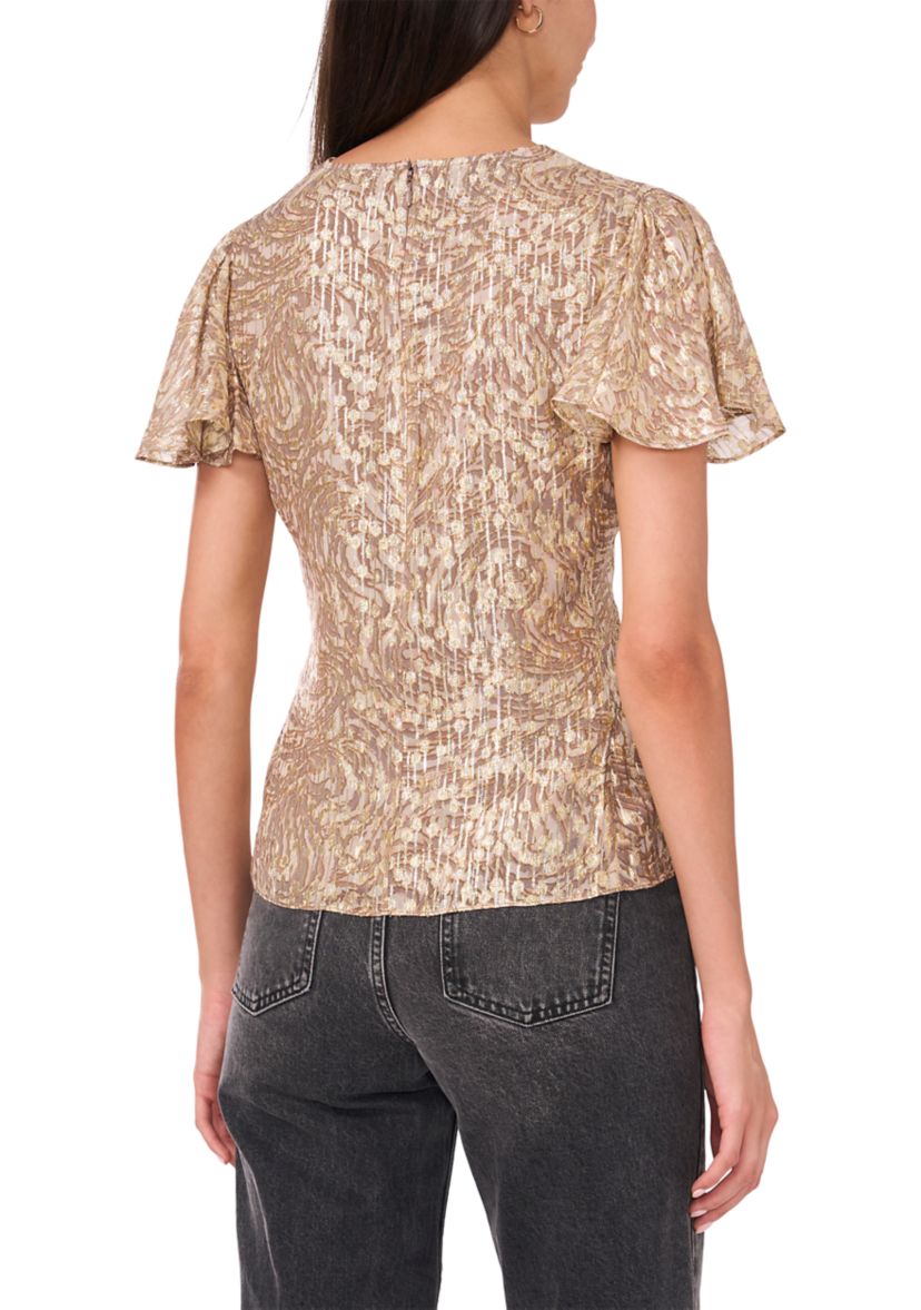 Womens Short Flutter Sleeve Top