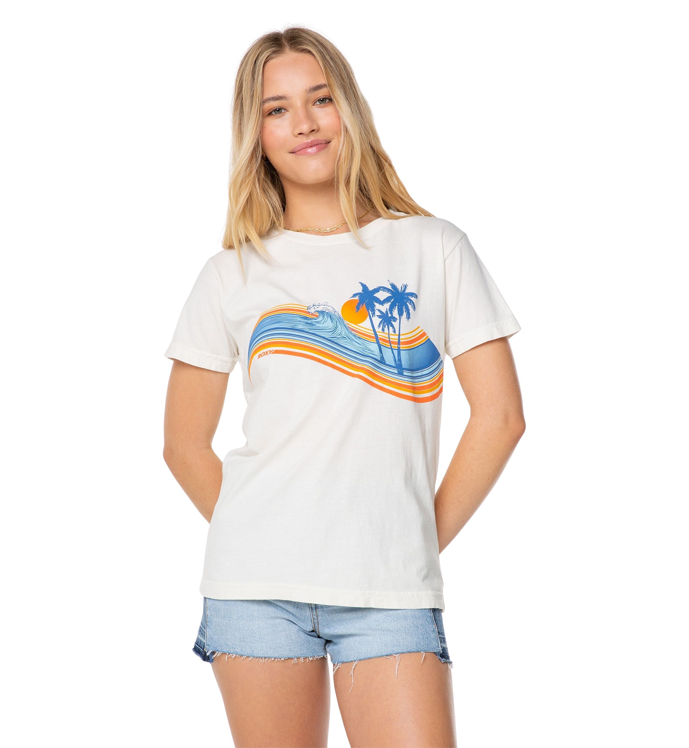 Womens Wave Stripe Graphic T-Shirt